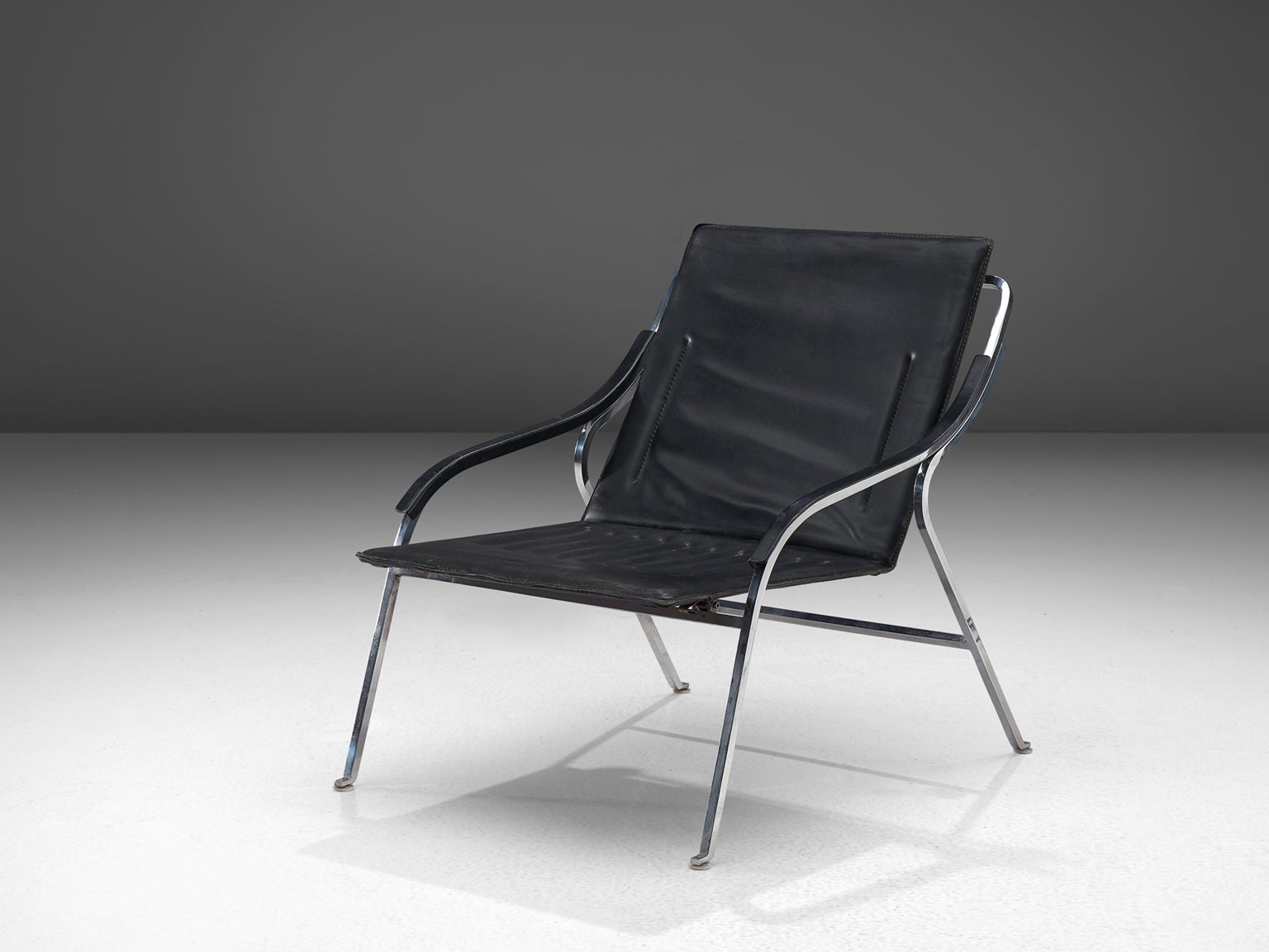 Marco Zanuso for Arflex 'Fourline' Chair in Black Leather seating Morentz