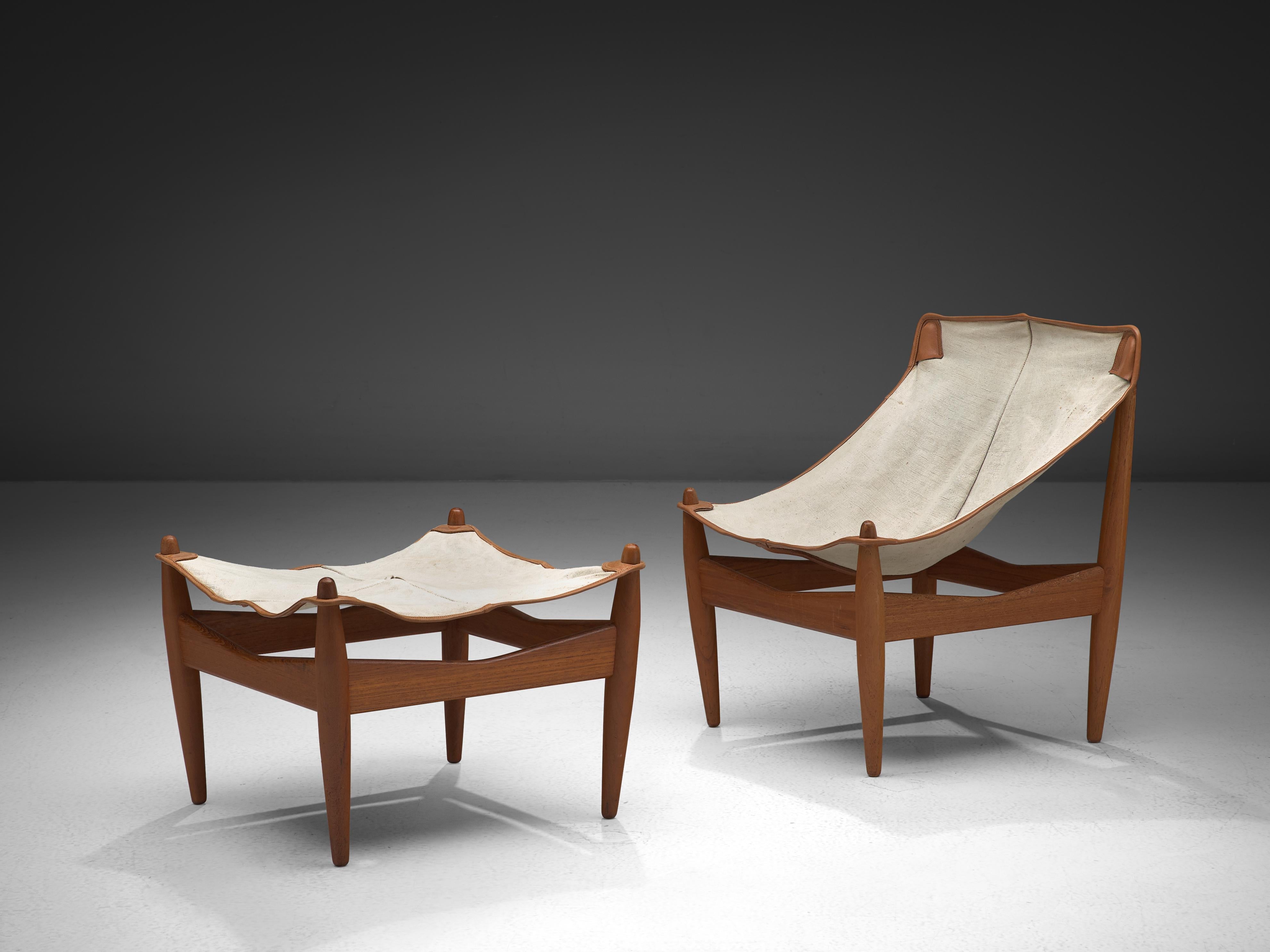 Illum Wikkelsø Easy Chair and Ottoman with Canvas Seat seating Morentz