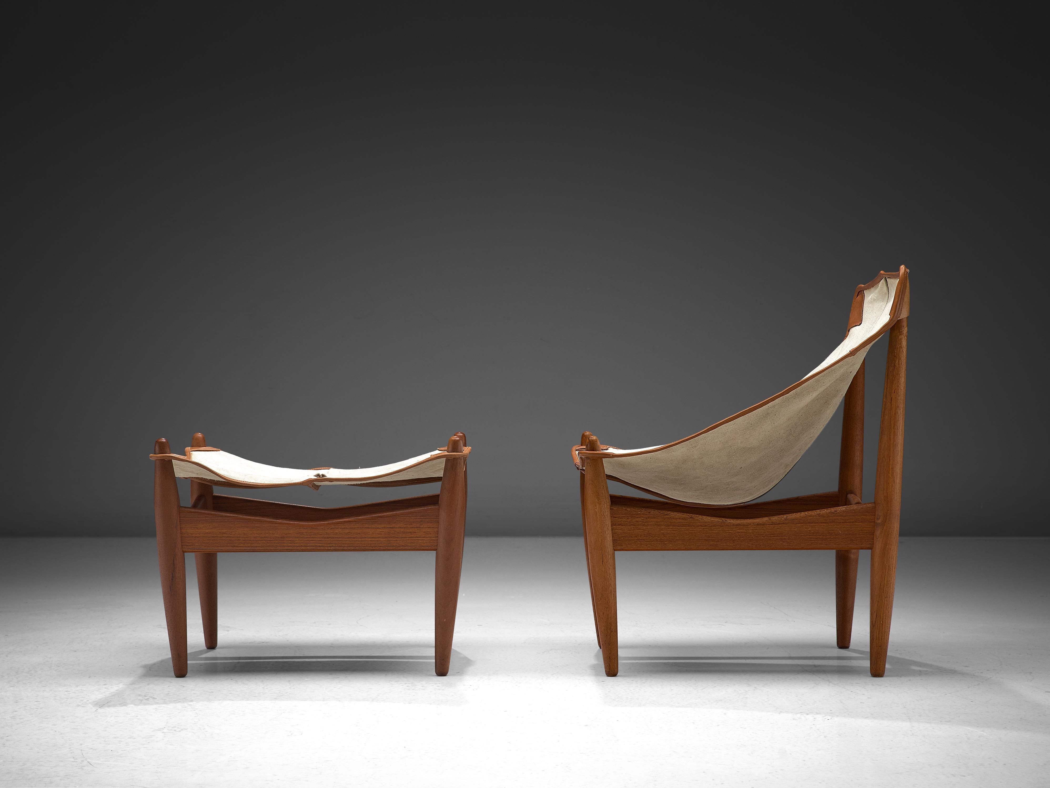 Illum Wikkelsø Easy Chair and Ottoman with Canvas Seat seating Morentz