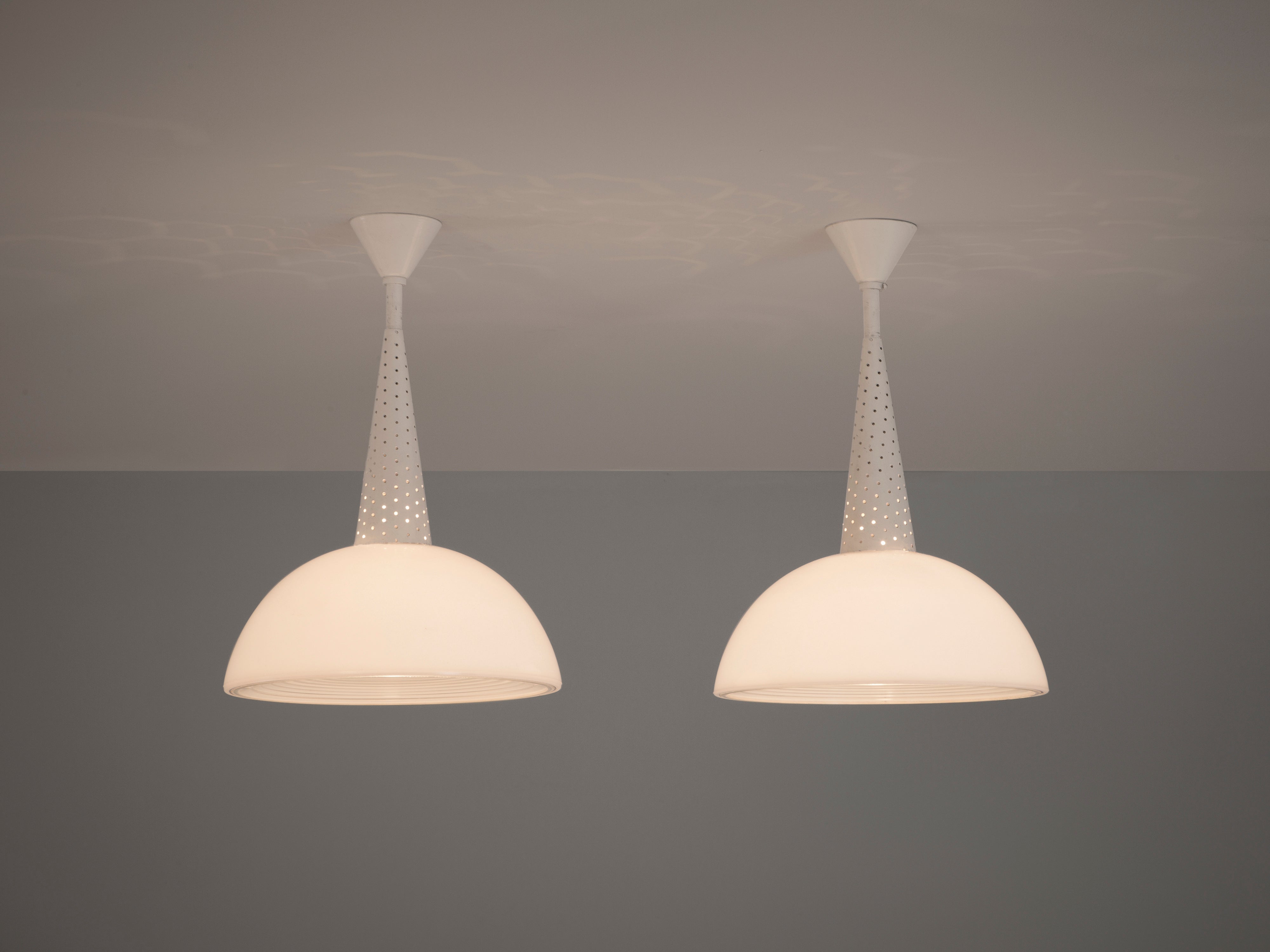 Elegant French Holophane Glass Pendants lighting Morentz