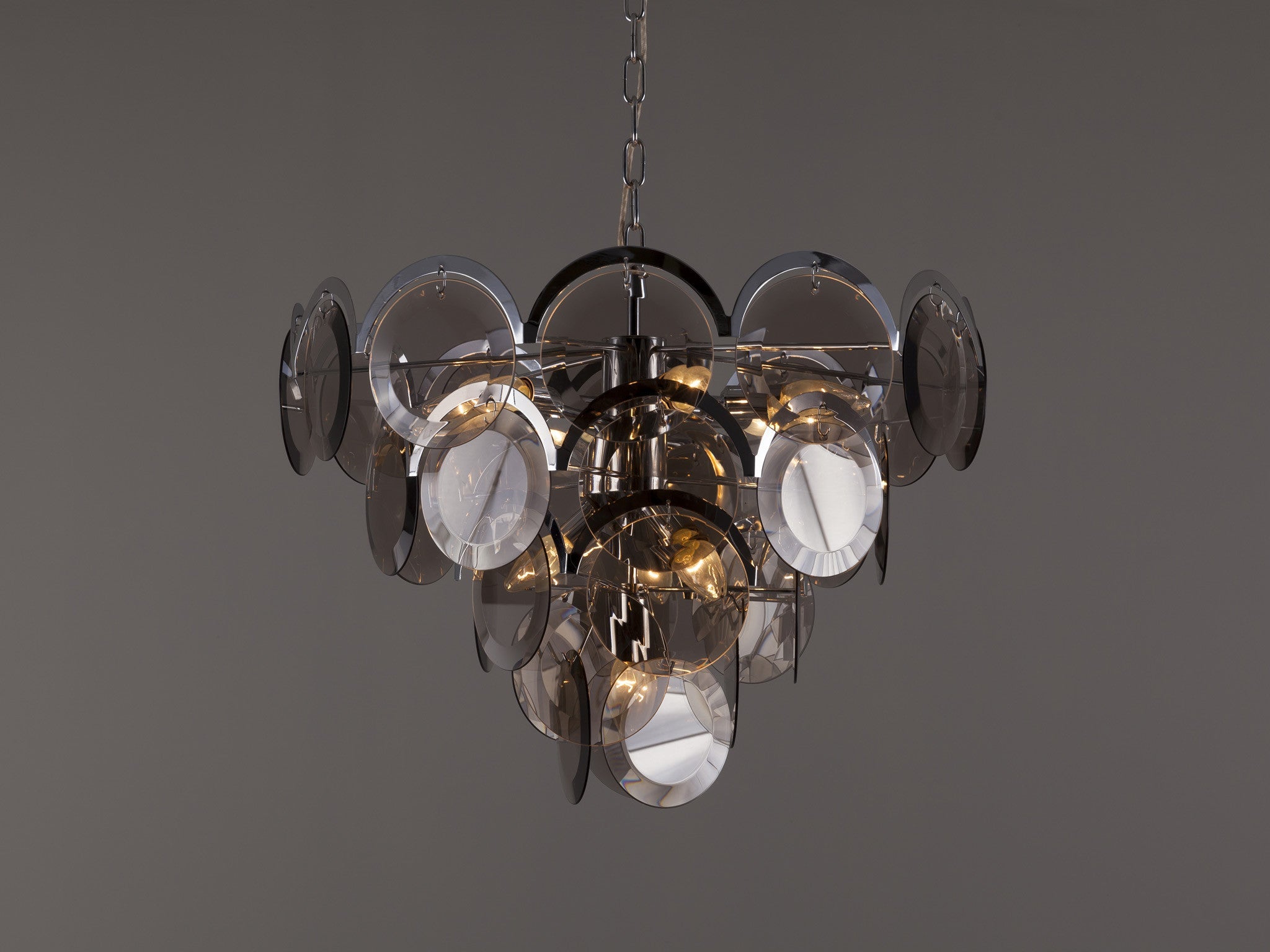 Gino Vistosi for Vistosi Chandelier in Chrome and Murano Glass lighting Morentz