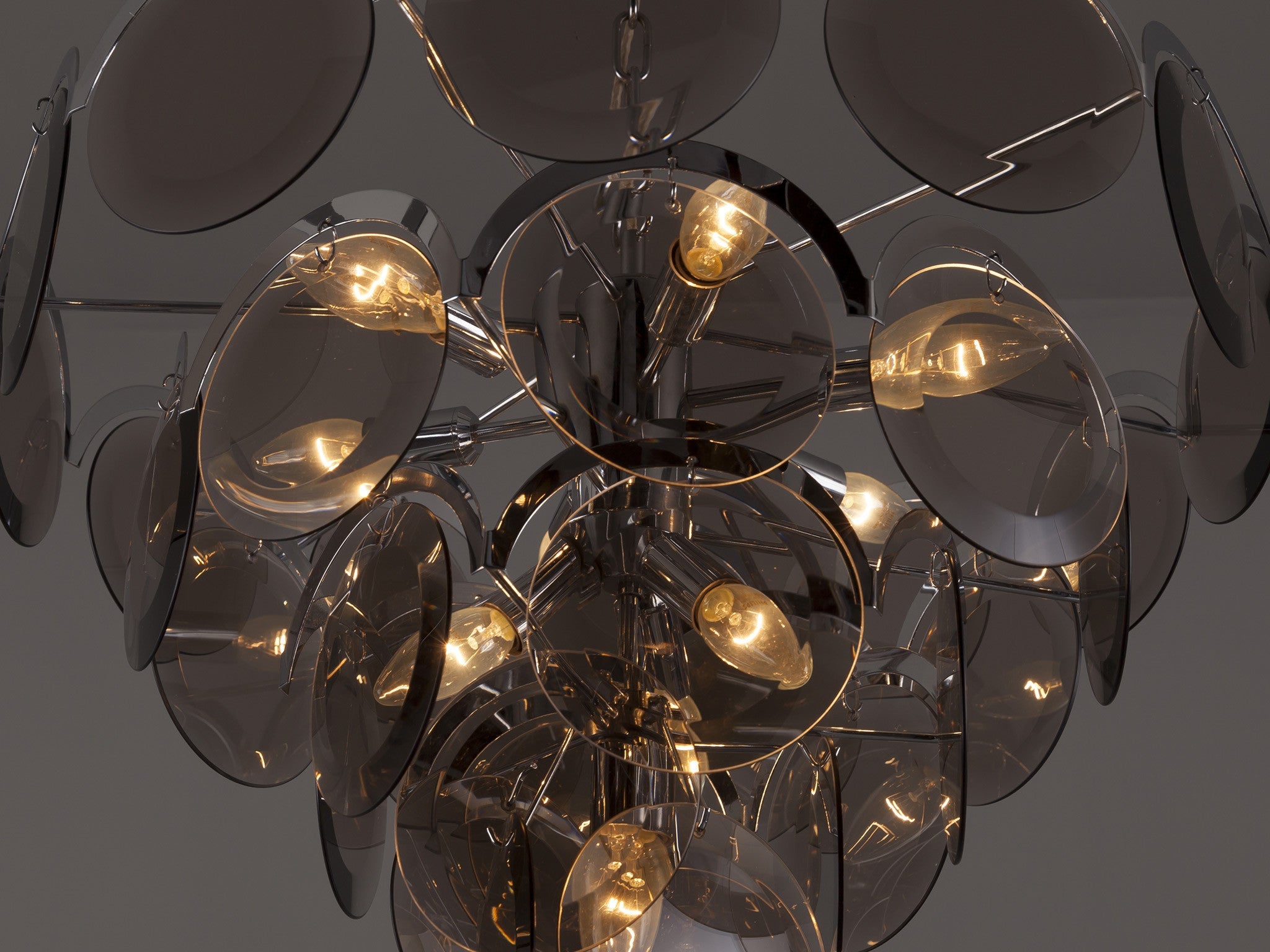 Gino Vistosi for Vistosi Chandelier in Chrome and Murano Glass lighting Morentz
