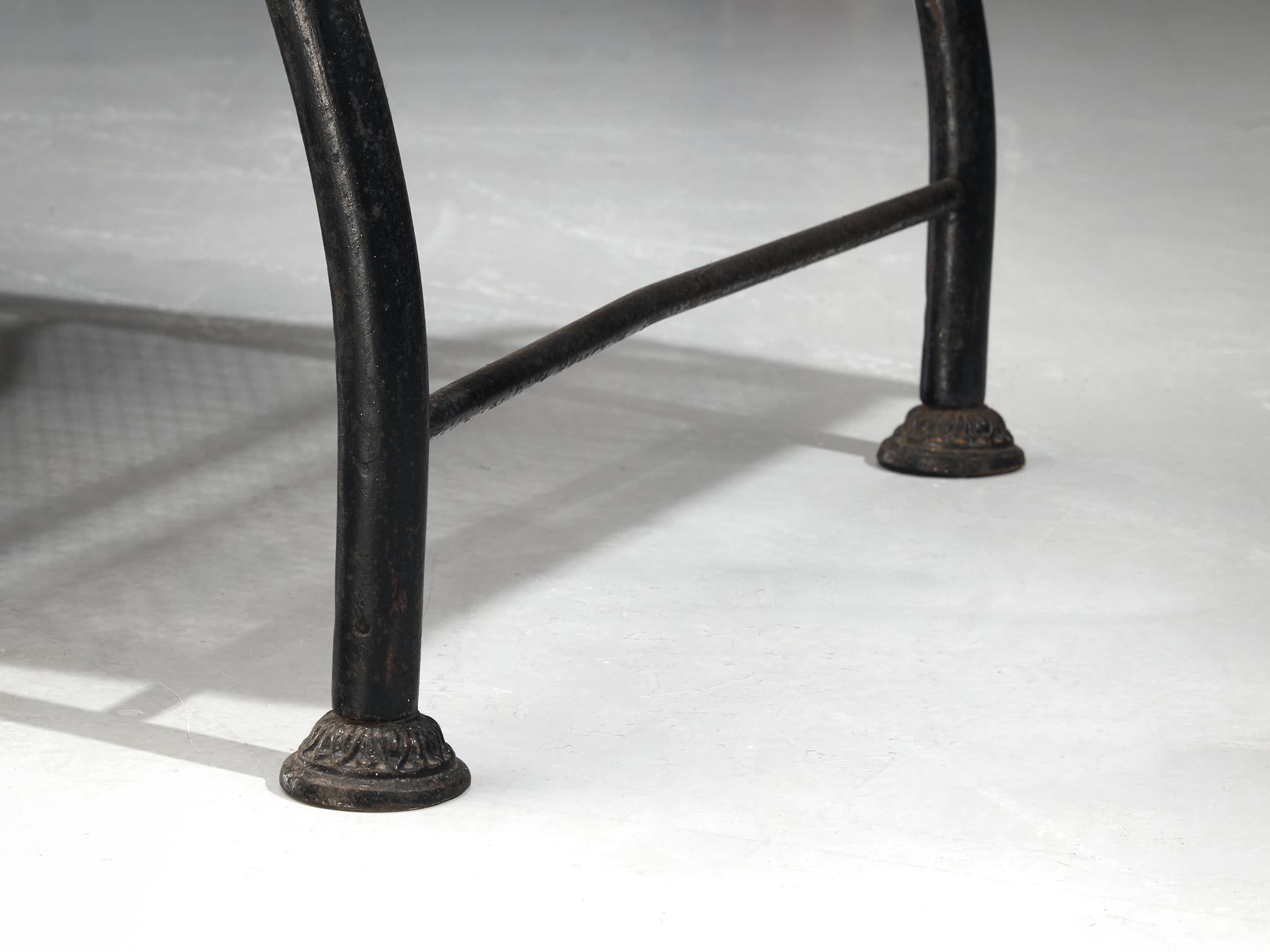 French Adjustable Chaise Longue in Black Iron and Wood seating Morentz