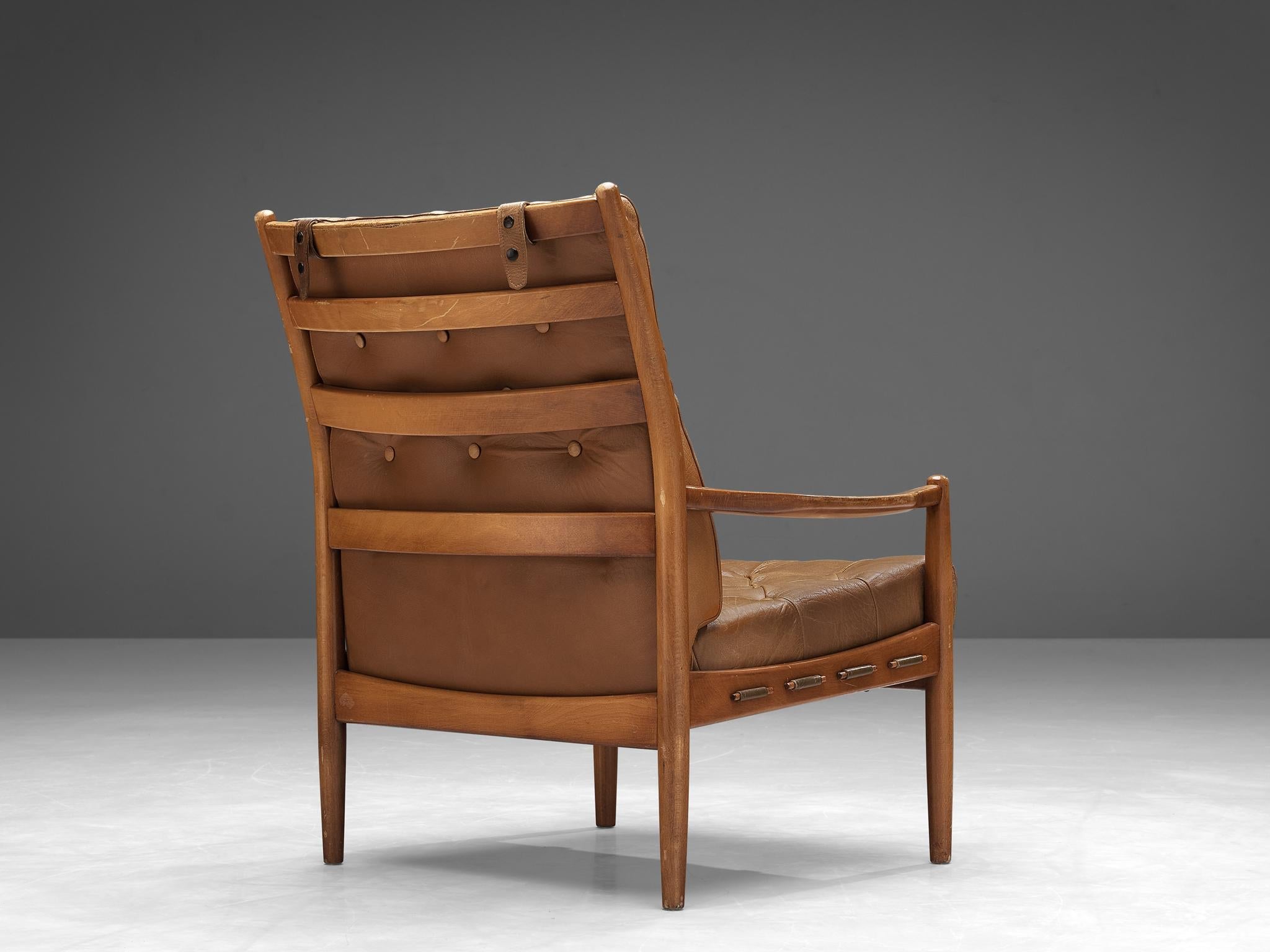 Ingemar Thillmark for OPE 'Läckö' Lounge Chair in Brown Leather seating Morentz