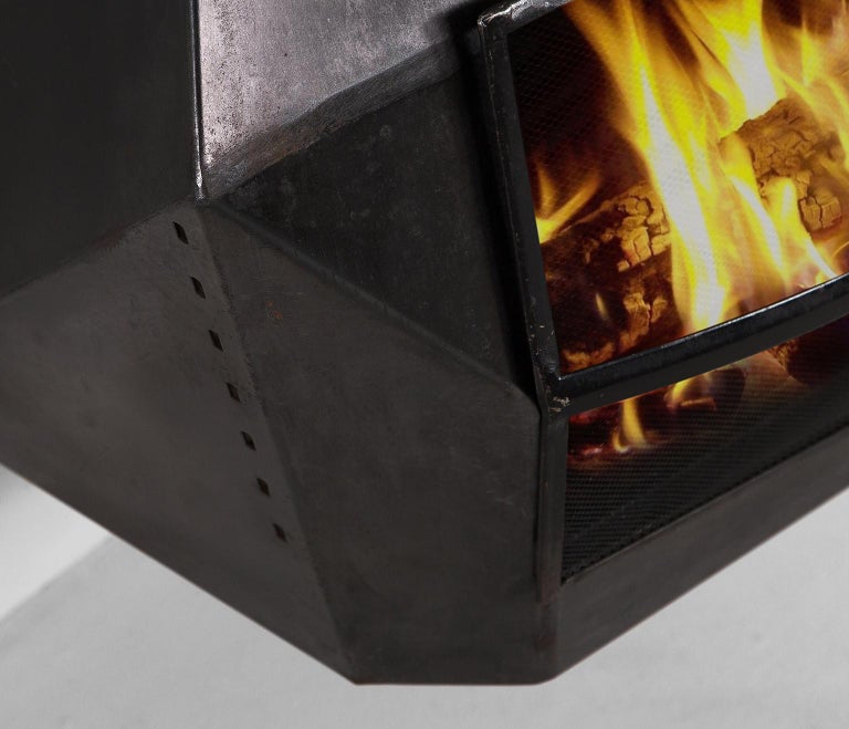Belgian Wall-Mounted Modern Fire Place in Sheet Steel uncategorized Morentz