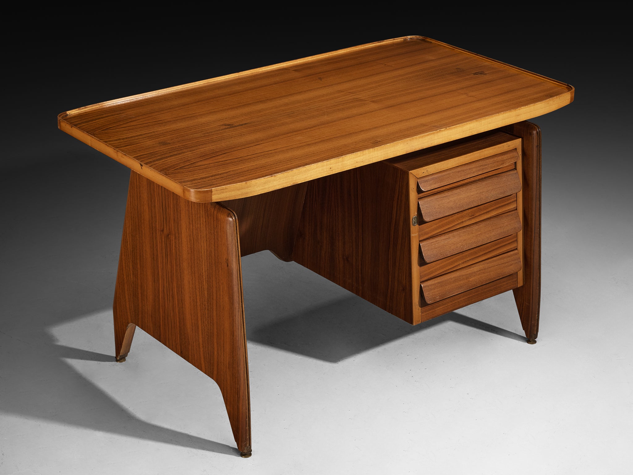 Mid-Century Italian Desk with Drawers and Brass Details Case pieces and storage cabinets Morentz