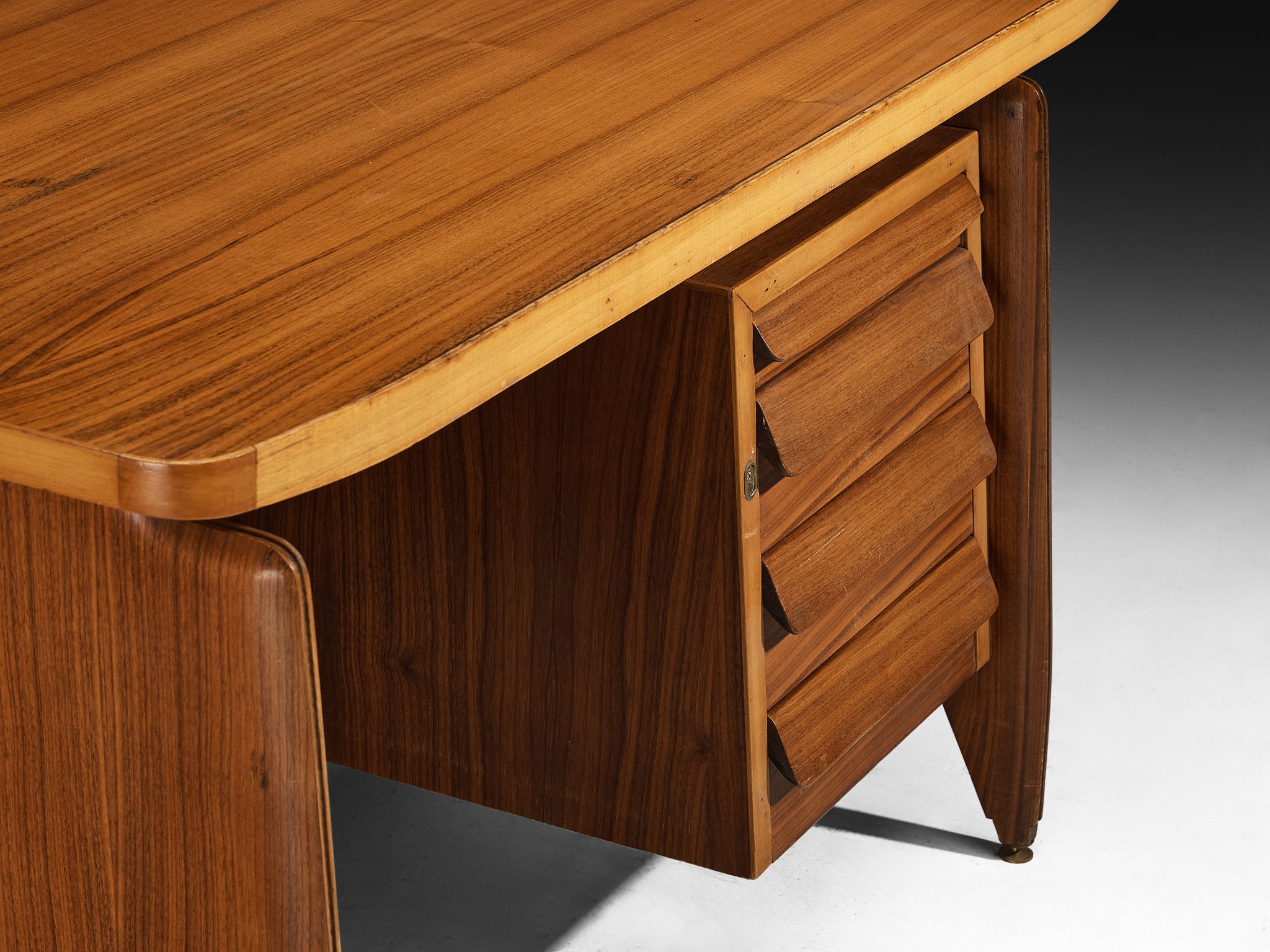 Mid-Century Italian Desk with Drawers and Brass Details Case pieces and storage cabinets Morentz