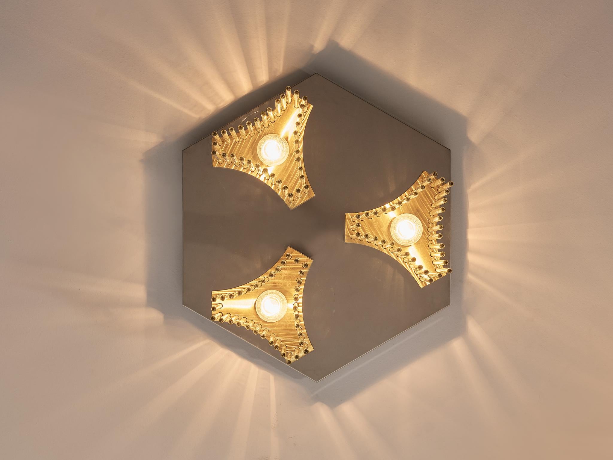 Gaetano Sciolari Ceiling Light in Metal and Glass lighting Morentz