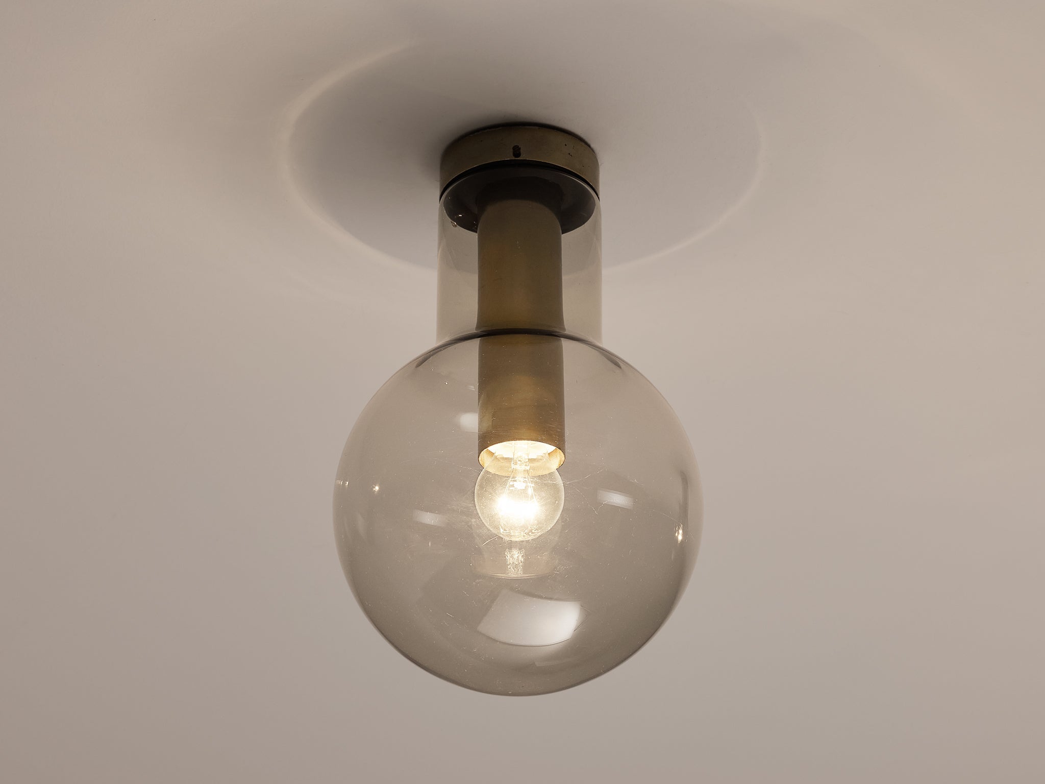 RAAK Ceiling Lights 'Maxi-Light Bulb' in Smoked Glass and Brass lighting Morentz