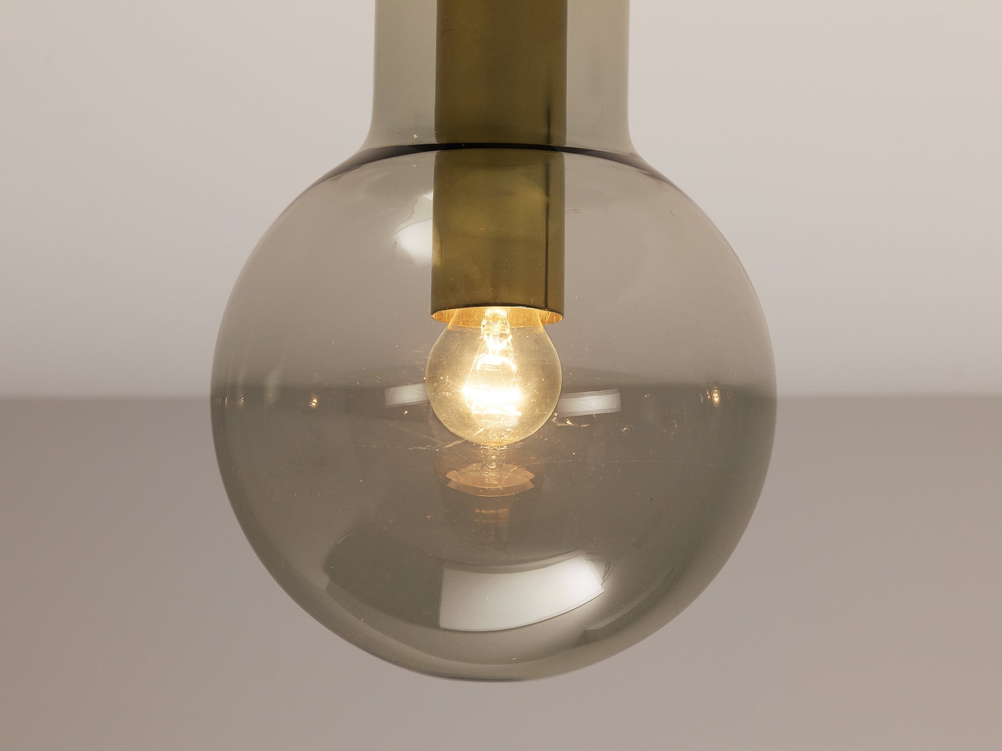 RAAK Ceiling Lights 'Maxi-Light Bulb' in Smoked Glass and Brass lighting Morentz