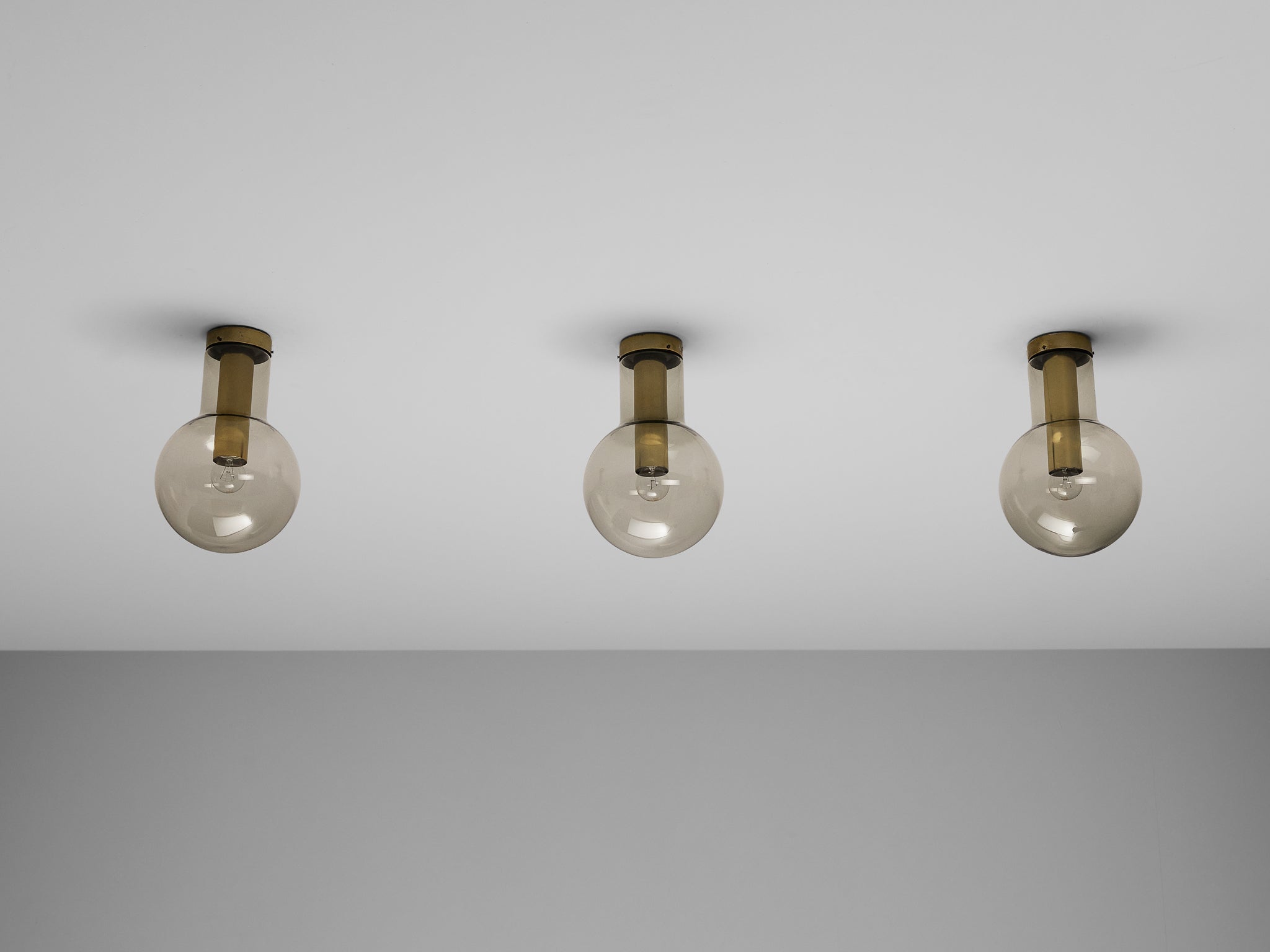 RAAK Ceiling Lights 'Maxi-Light Bulb' in Smoked Glass and Brass lighting Morentz