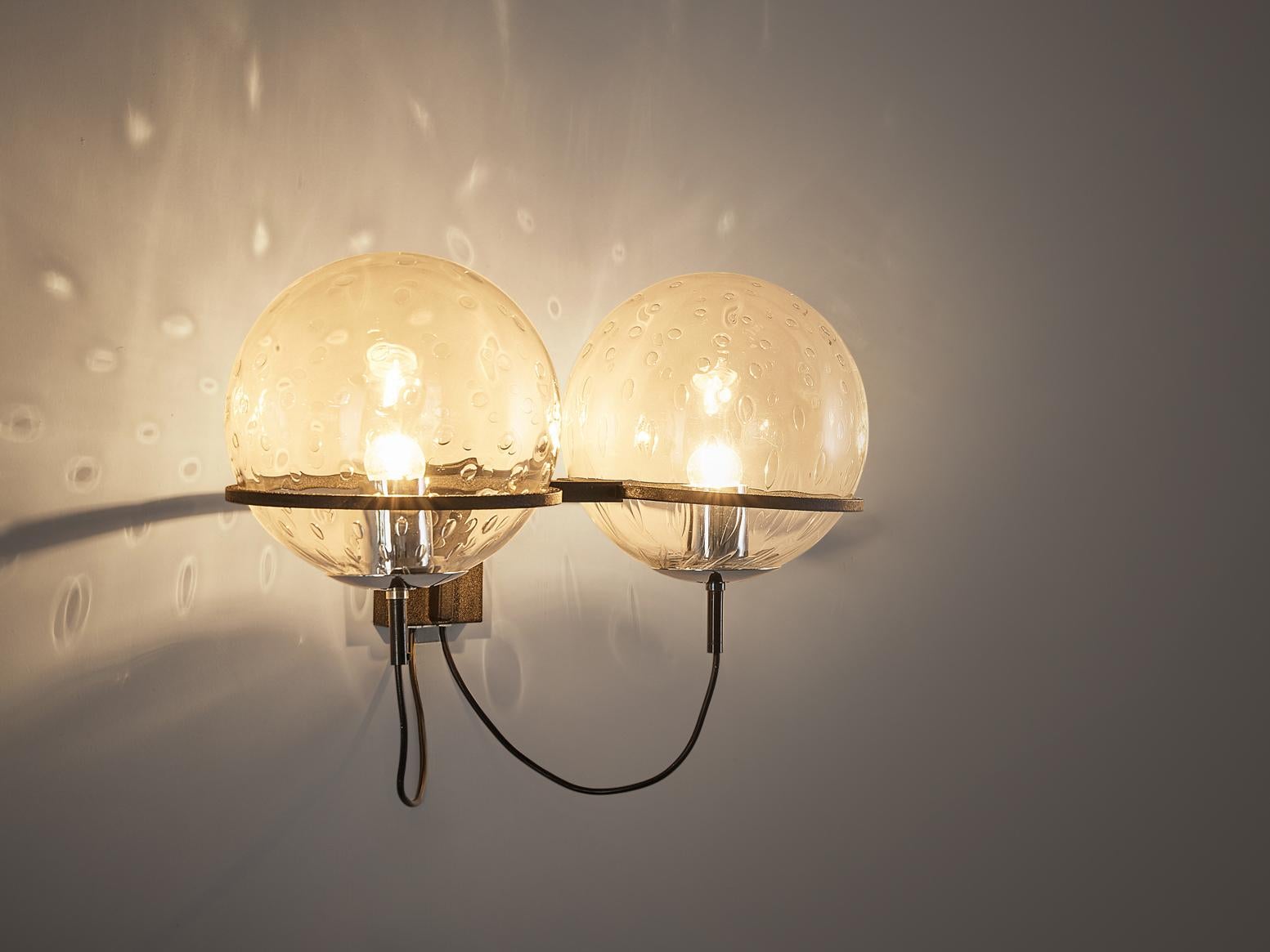 RAAK Wall Light in Chrome and Structured Glass lighting Morentz