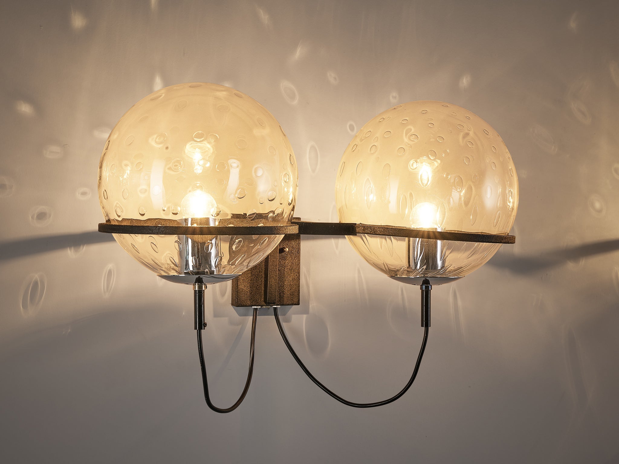 RAAK Pair of Wall Lights in Chrome and Structured Glass lighting Morentz