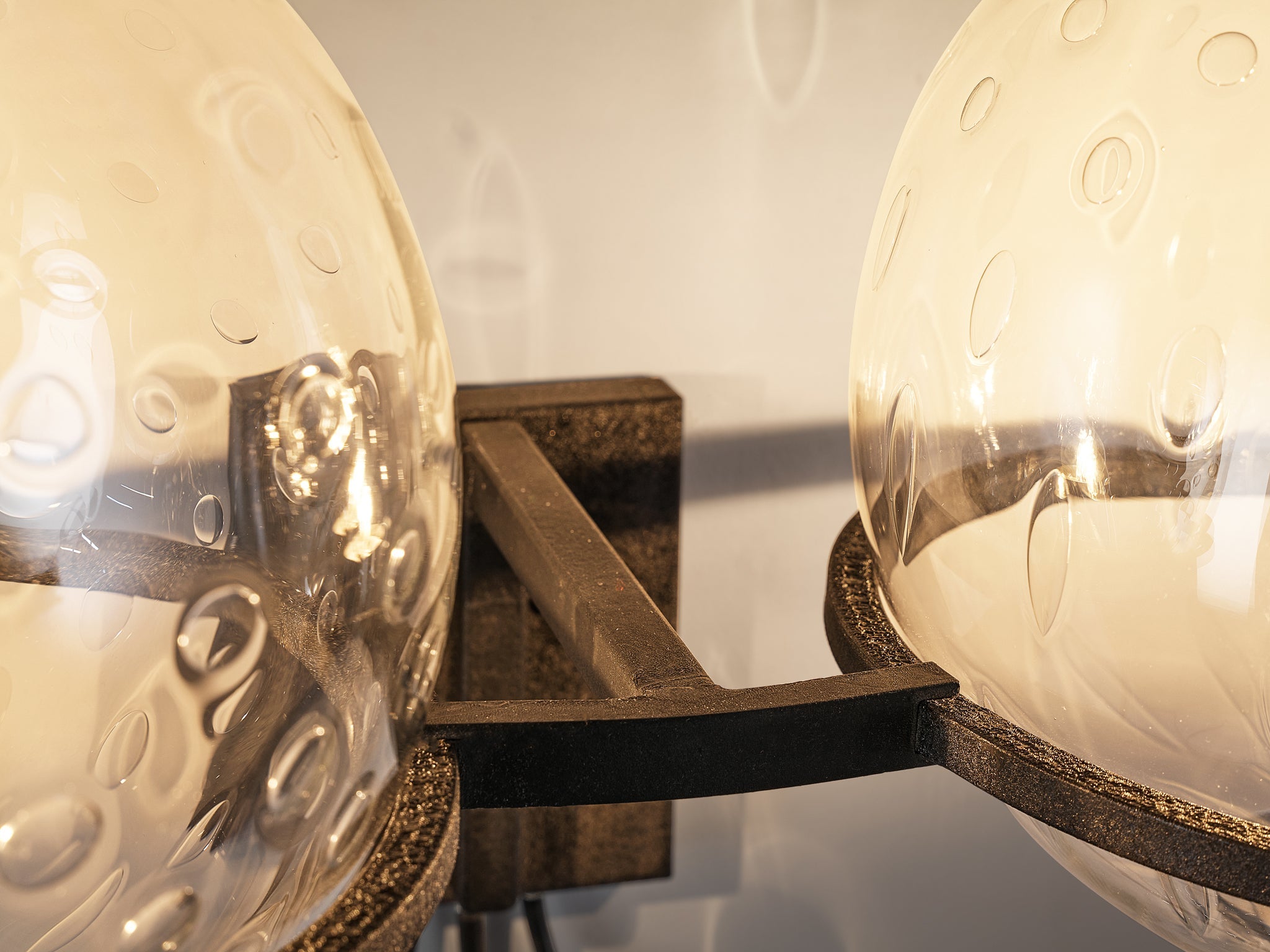 RAAK Pair of Wall Lights in Chrome and Structured Glass lighting Morentz