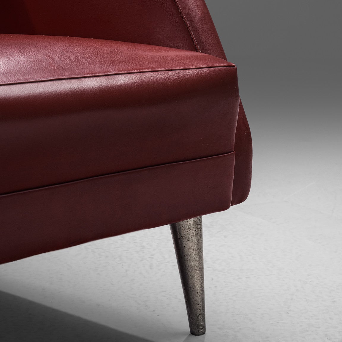 1950s Carlo de Carli Lounge Chair in Burgundy Red Fabric with Nickel Feet seating Morentz