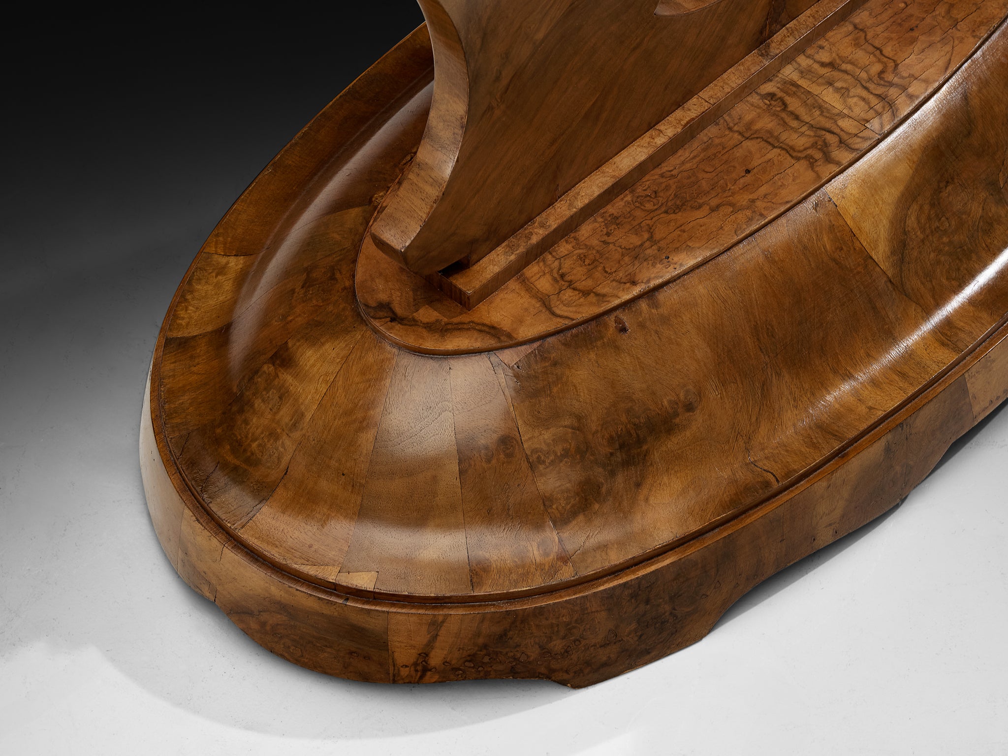 Italian Large Free-Standing Art Deco Mirror in Walnut Burl Mirrors Morentz