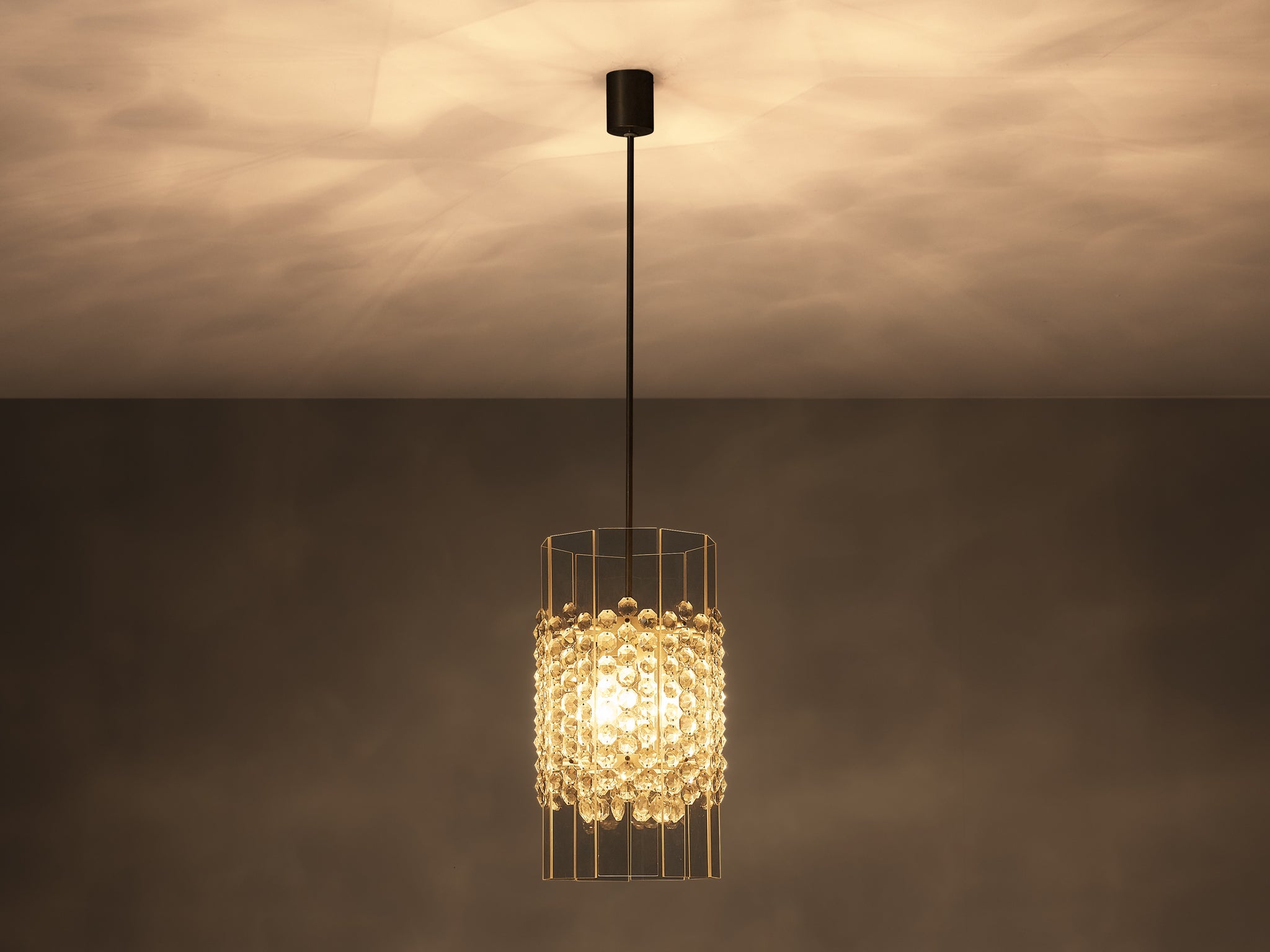 Lucite and Cut Glass Pendants lighting Morentz
