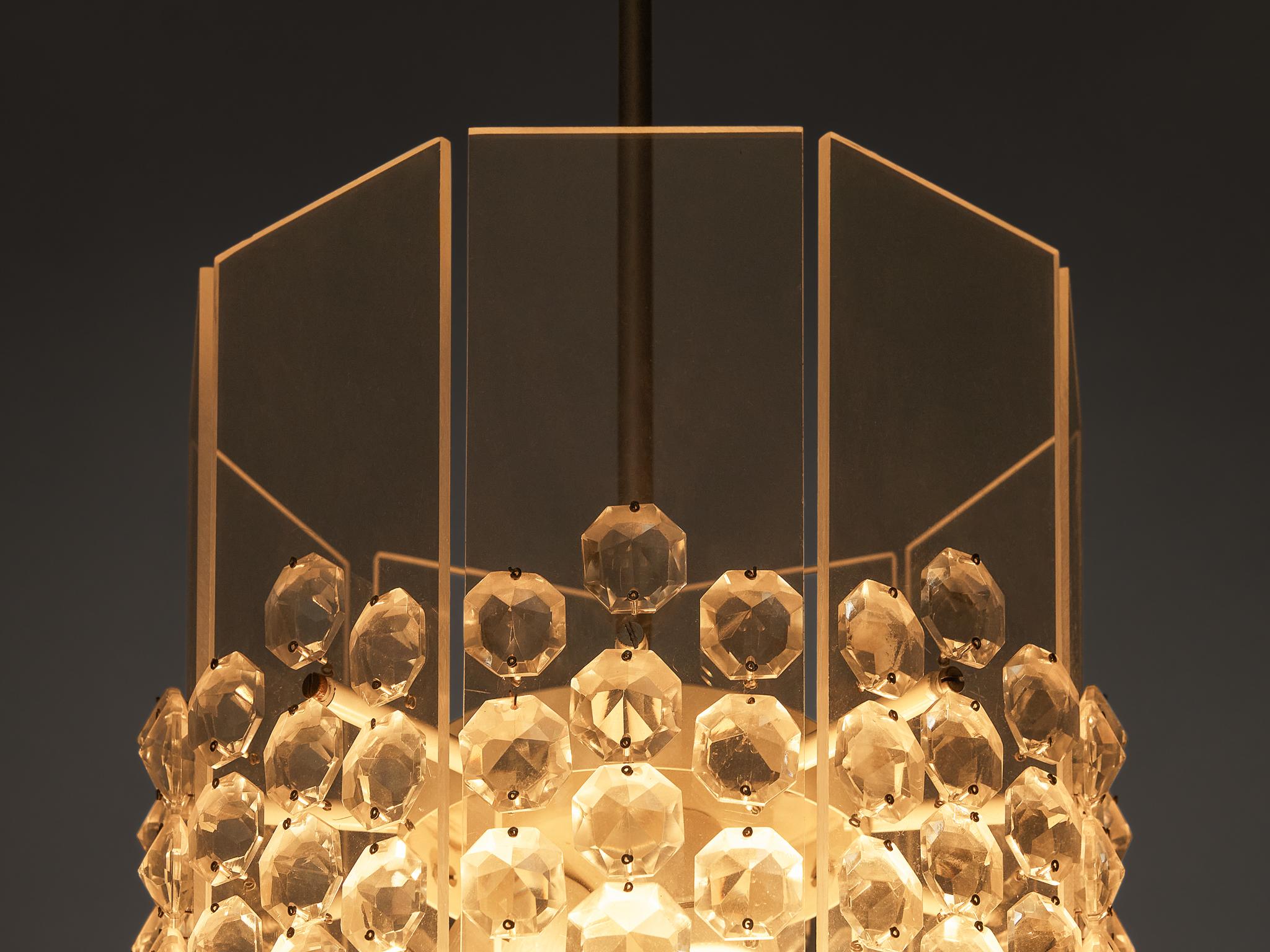 Lucite and Cut Glass Pendant lighting Morentz