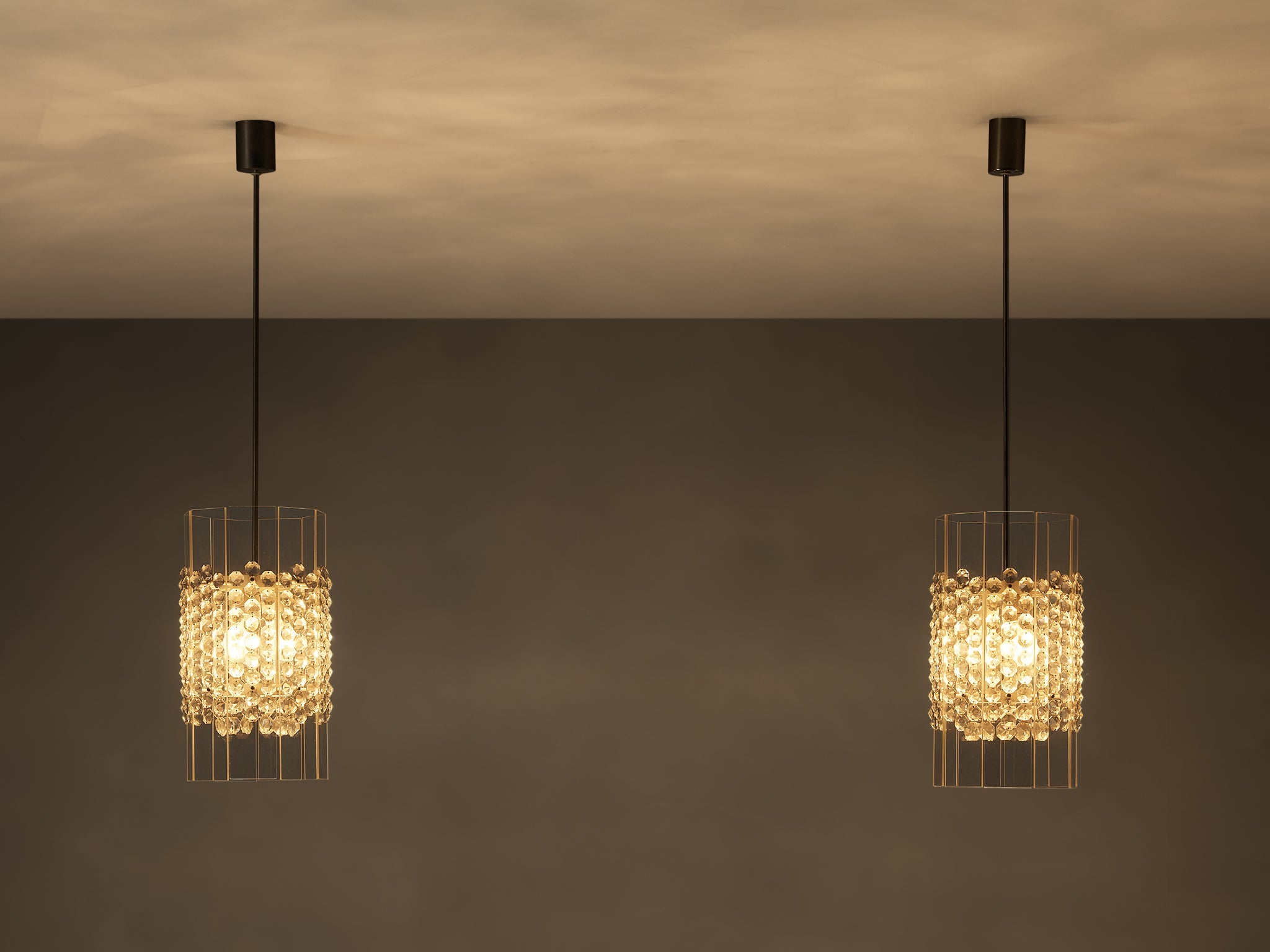 Lucite and Cut Glass Pendants lighting Morentz