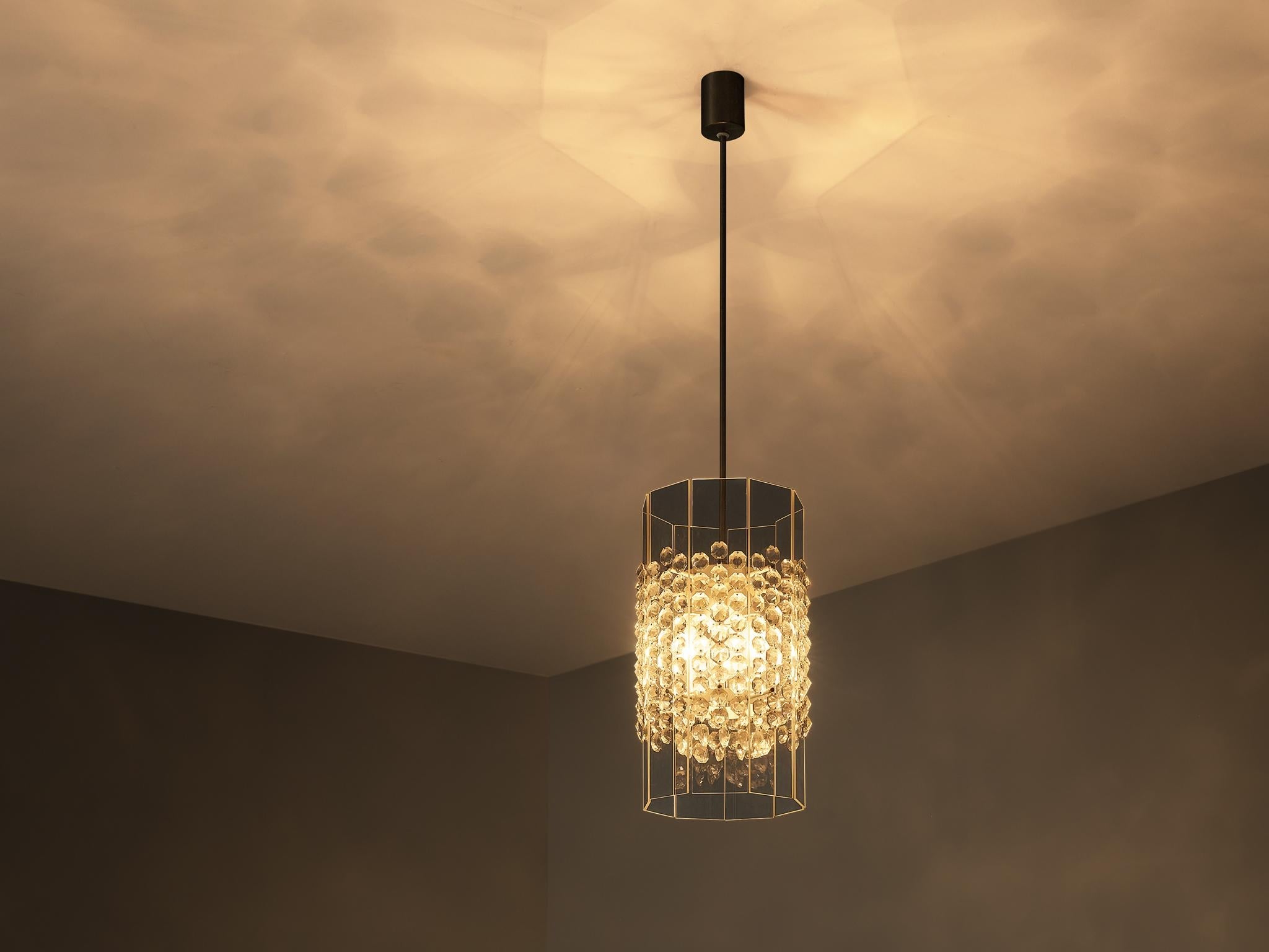 Lucite and Cut Glass Pendant lighting Morentz