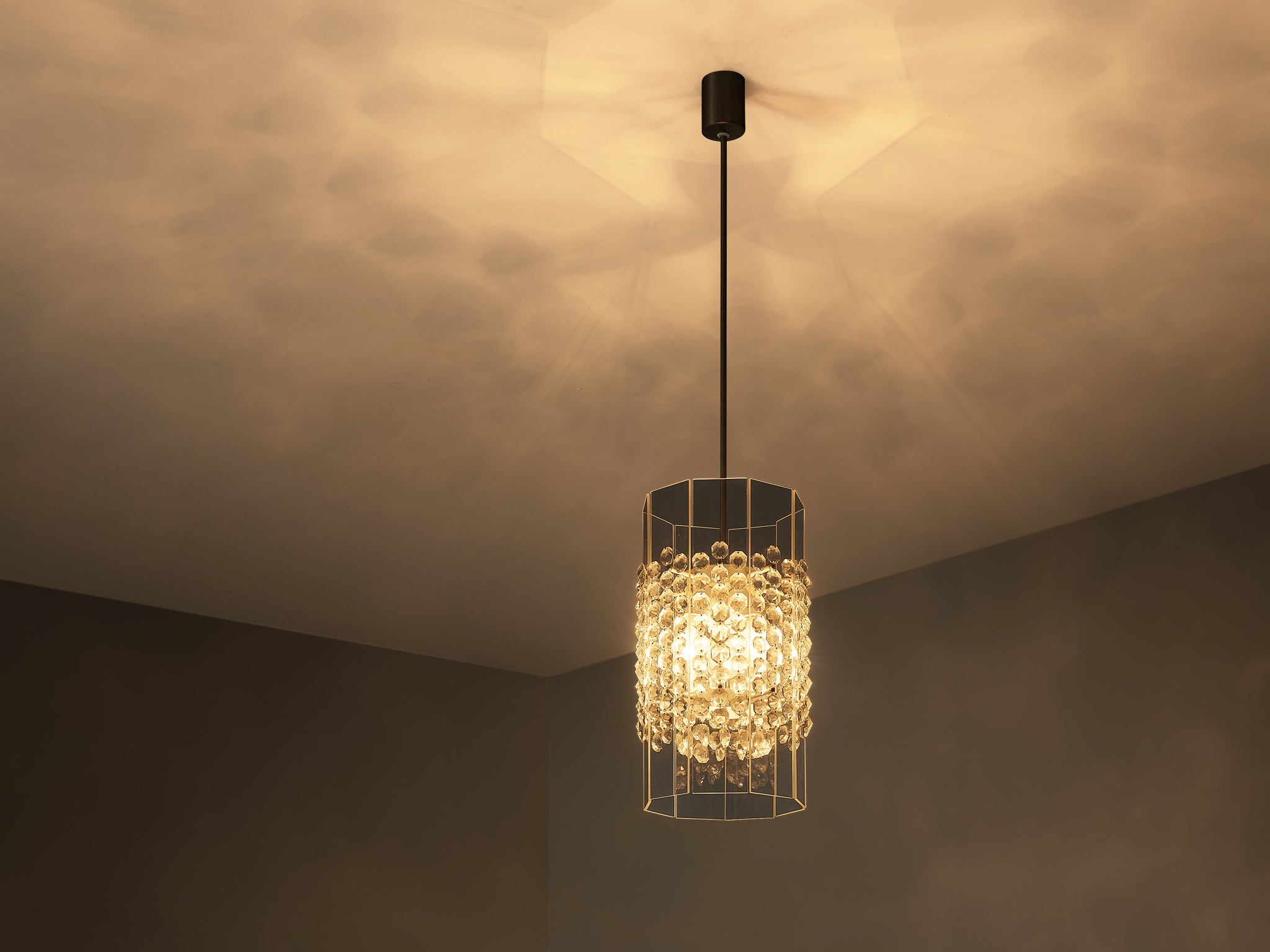 Lucite and Cut Glass Pendants lighting Morentz