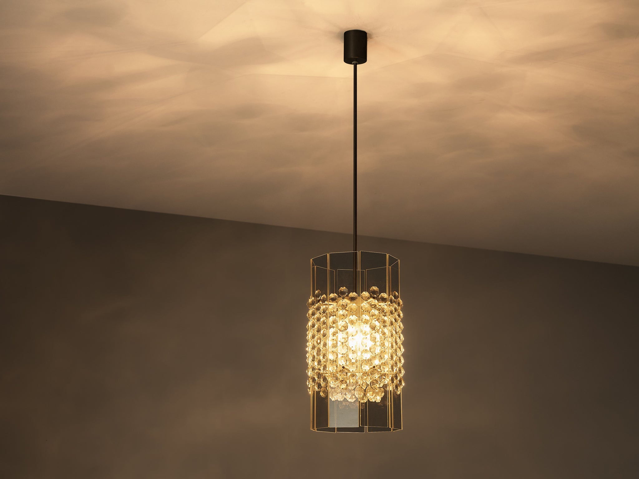 Lucite and Cut Glass Pendants lighting Morentz