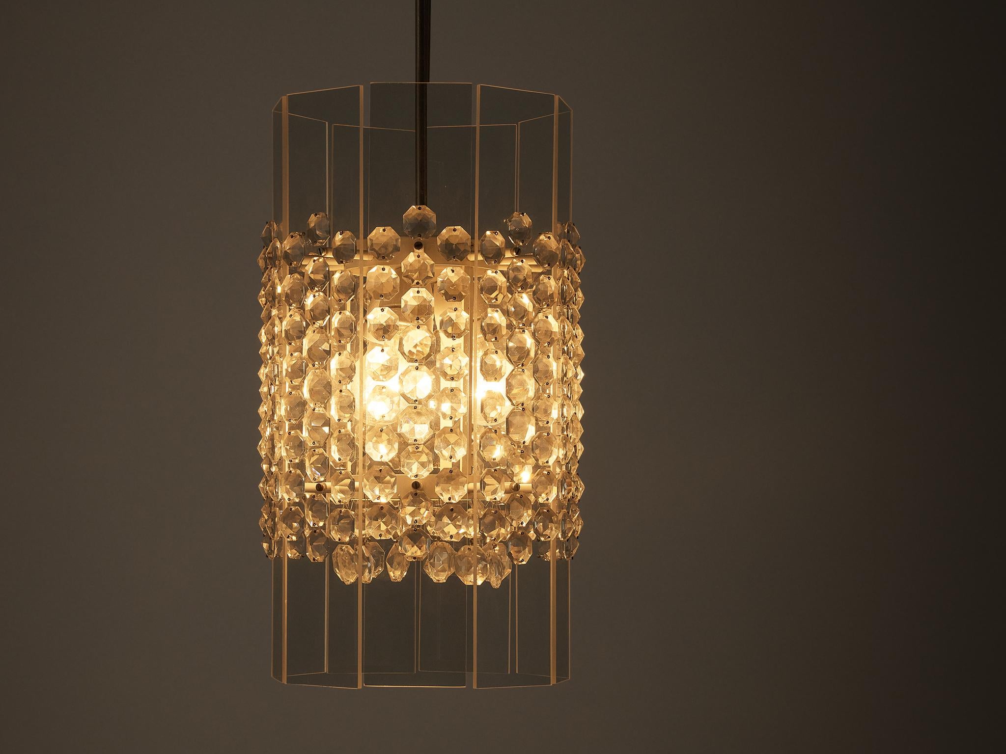 Lucite and Cut Glass Pendant lighting Morentz