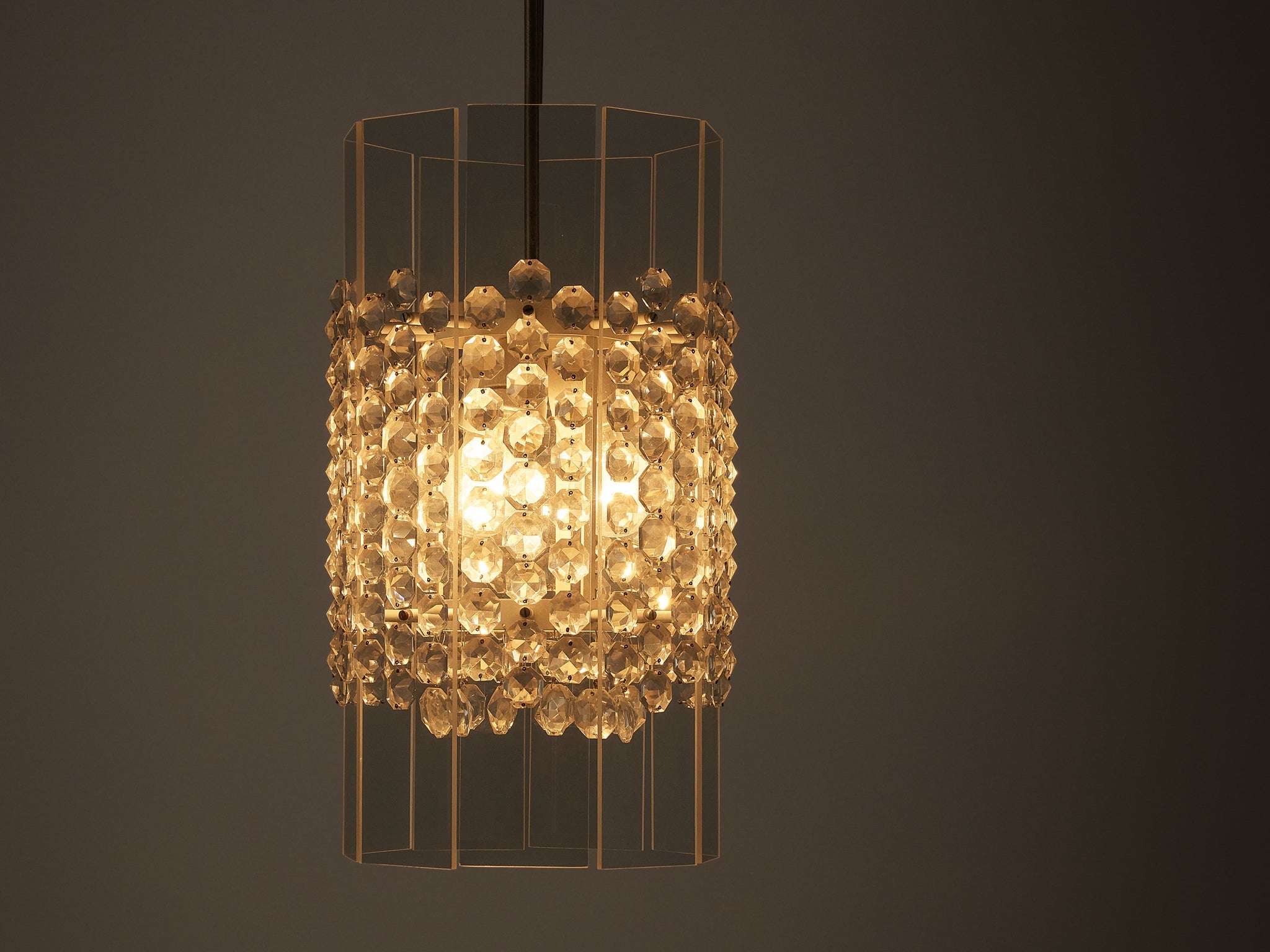 Lucite and Cut Glass Pendants lighting Morentz