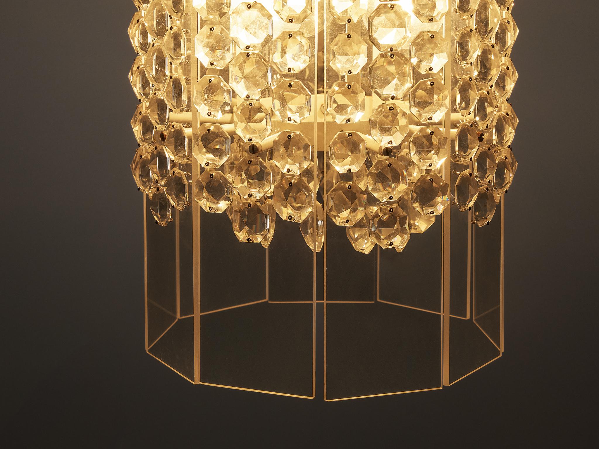 Lucite and Cut Glass Pendant lighting Morentz