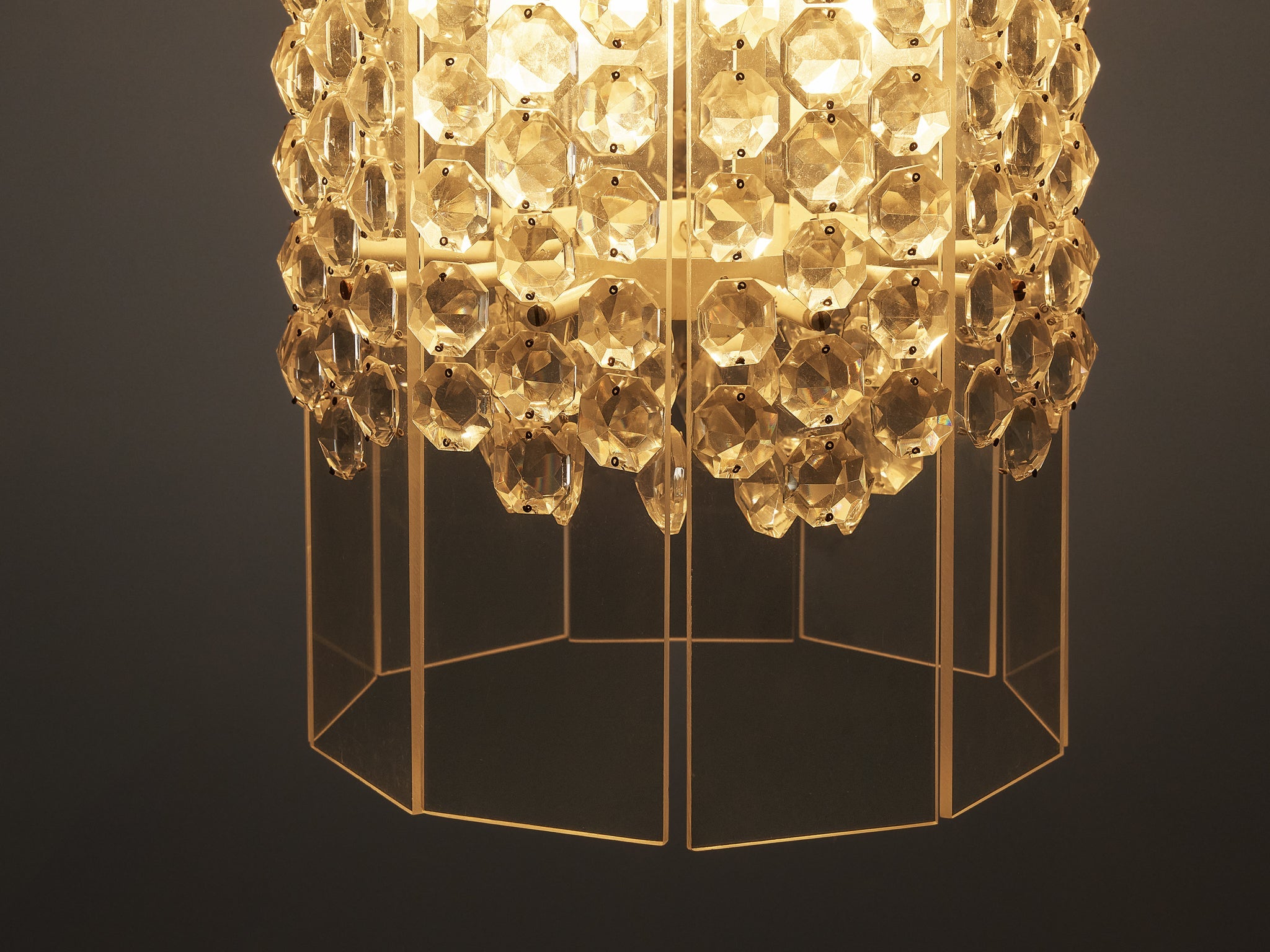 Lucite and Cut Glass Pendants lighting Morentz