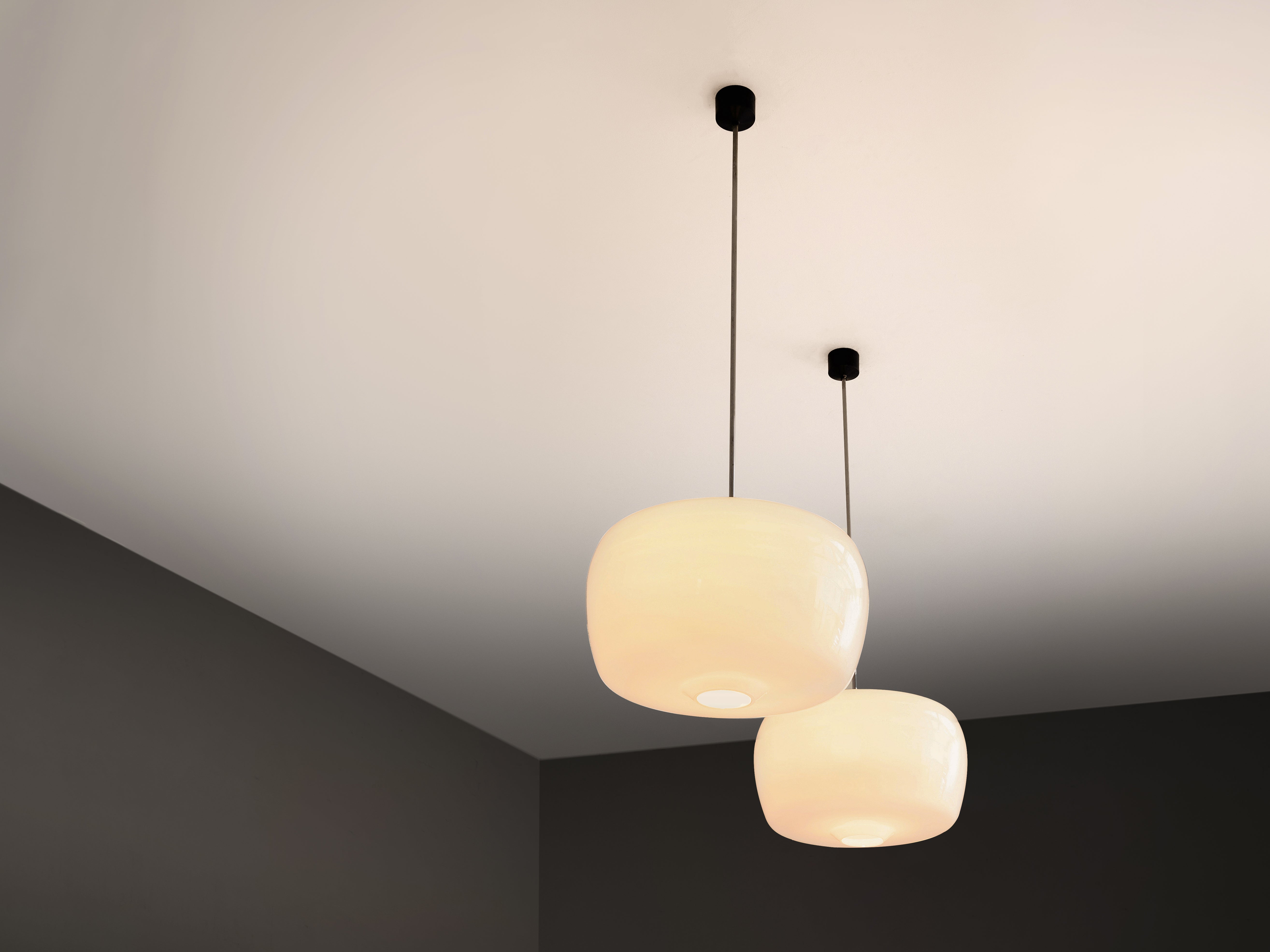 Large Pendants in Opaline Glass Lighting Morentz