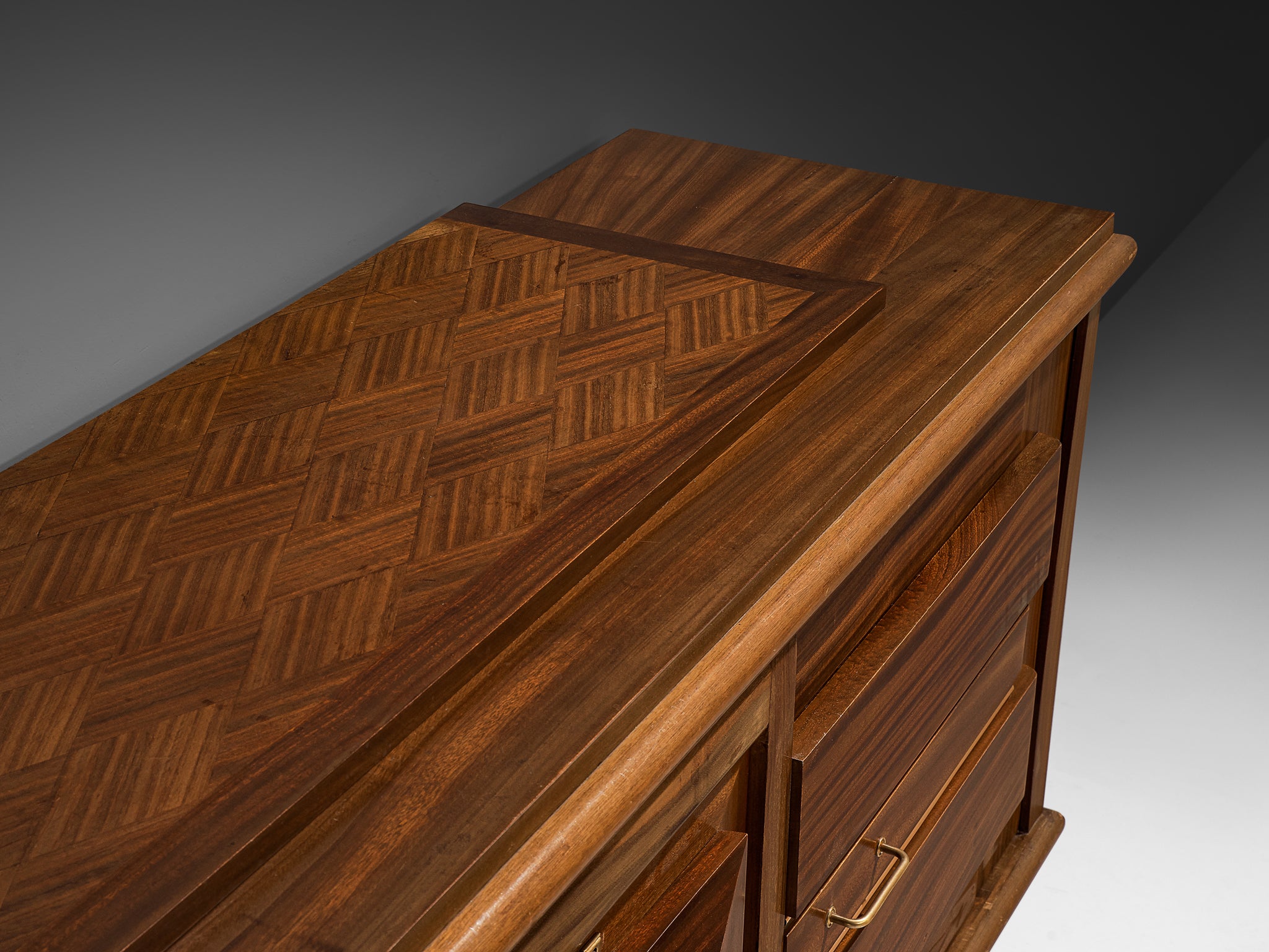 French Art Deco Sideboard in Mahogany and Brass Case pieces and storage cabinets Morentz