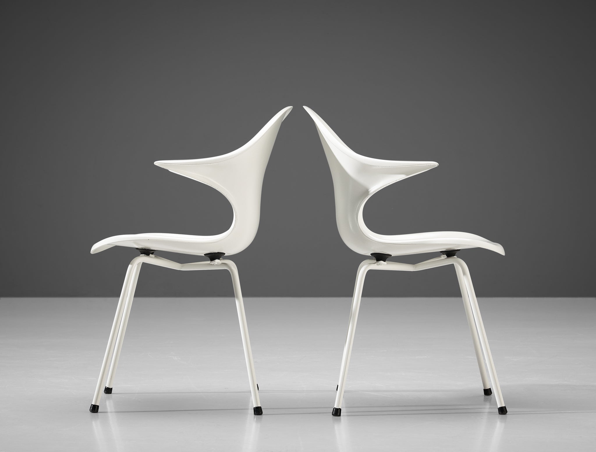 Pair of Eccentric Italian Fiberglass Chairs seating Morentz