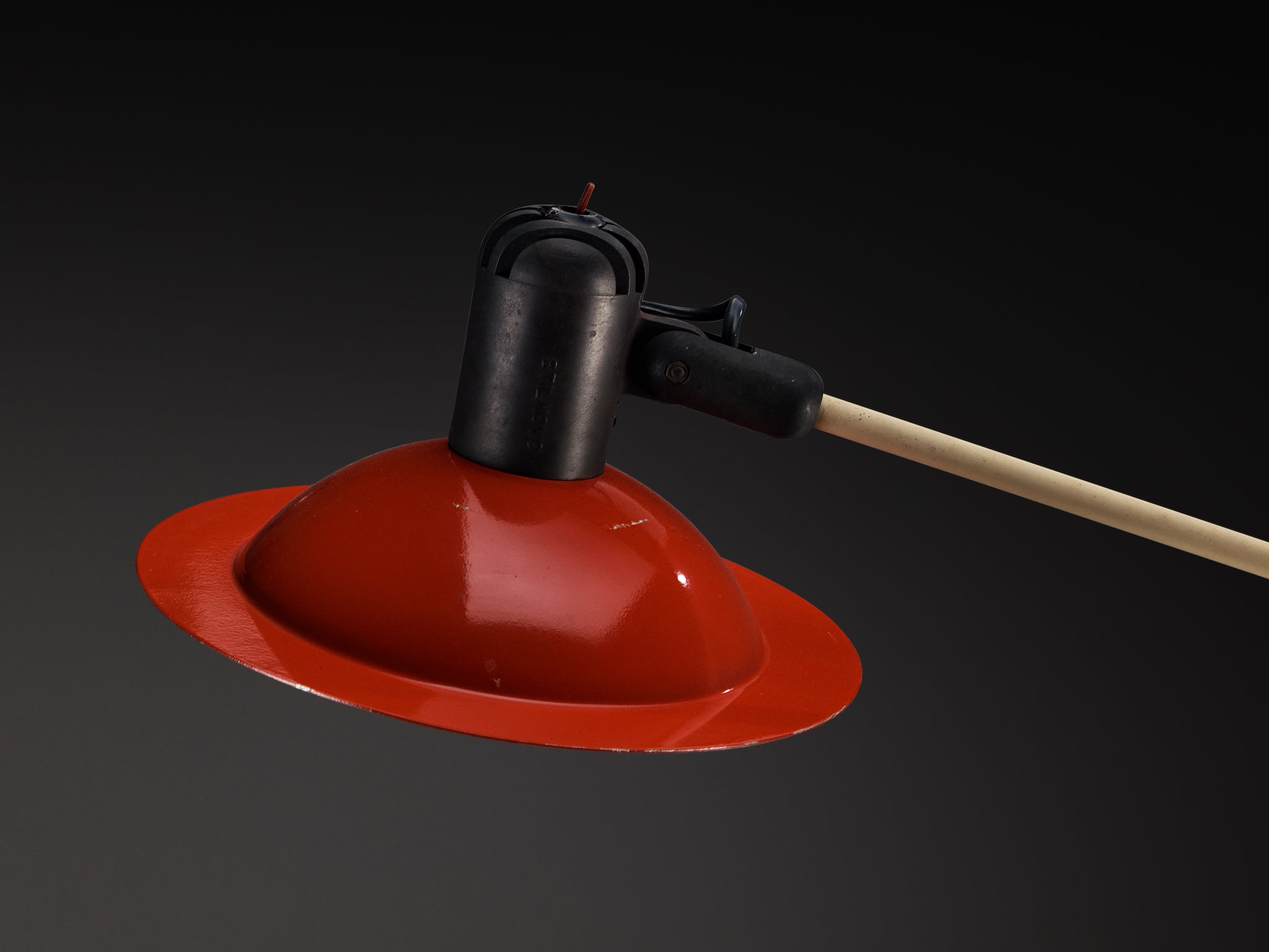 Stilnovo Floor Lamp with Red Shade and Marble Base Lighting Morentz