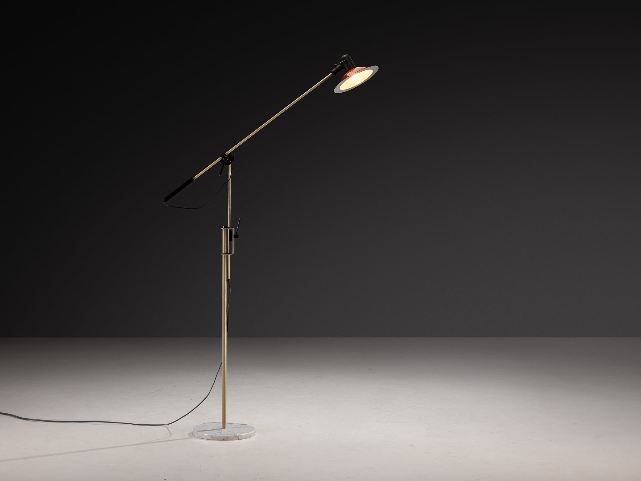 Stilnovo Floor Lamp with Red Shade and Marble Base Lighting Morentz