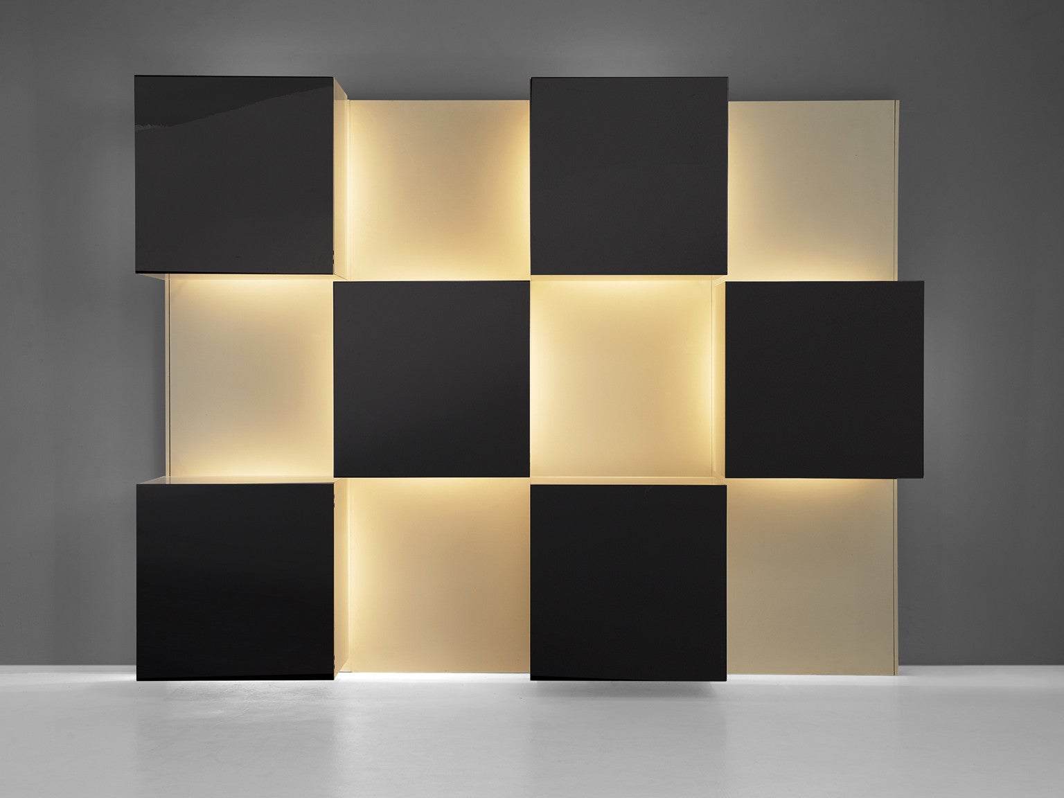 Roberto Monsani for Acerbis Illuminated Wall Unit case pieces and storage cabinets Morentz