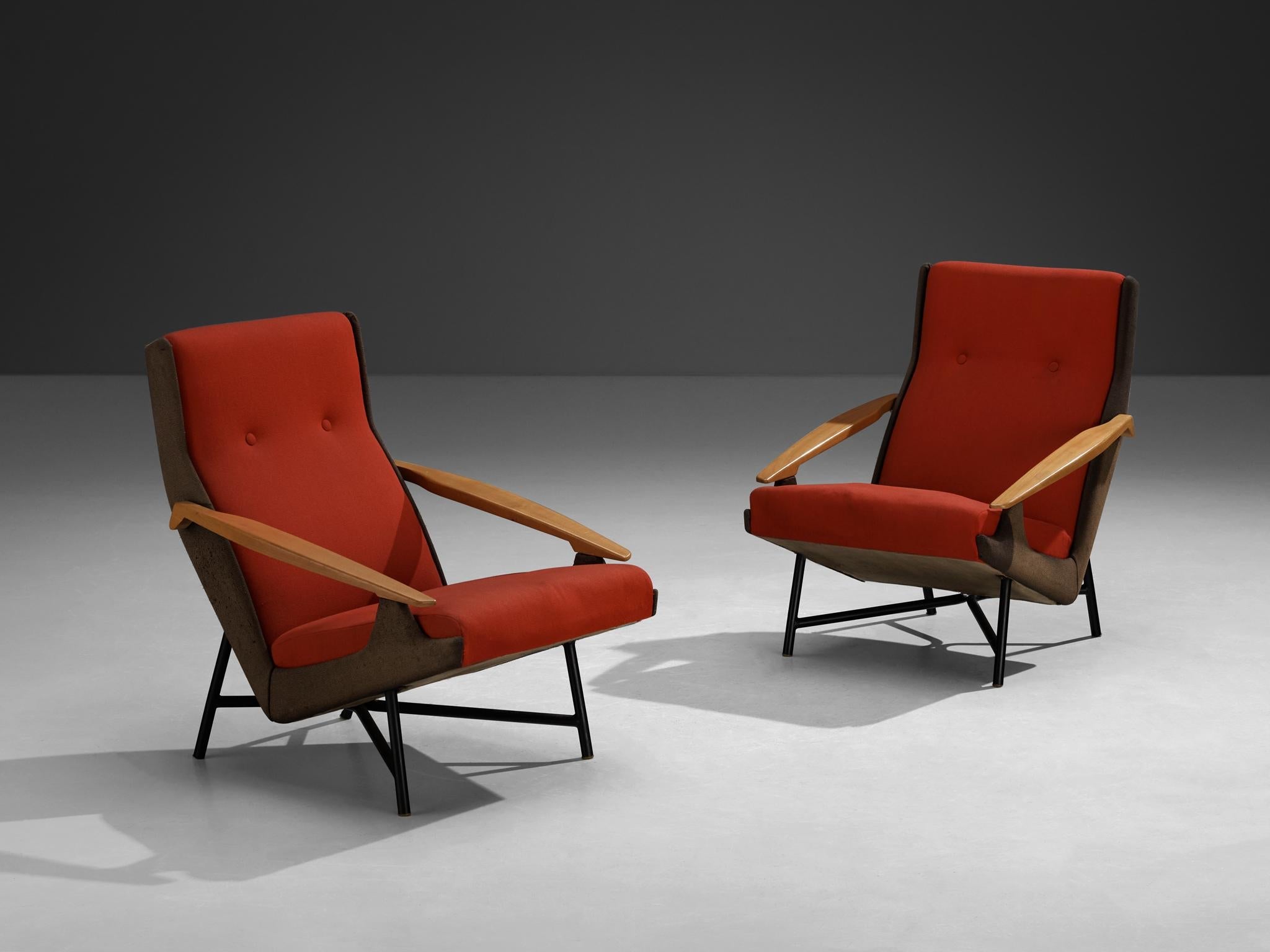 Claude Vassal Pair of Lounge Chairs in Duo-Tone Upholstery seating Morentz