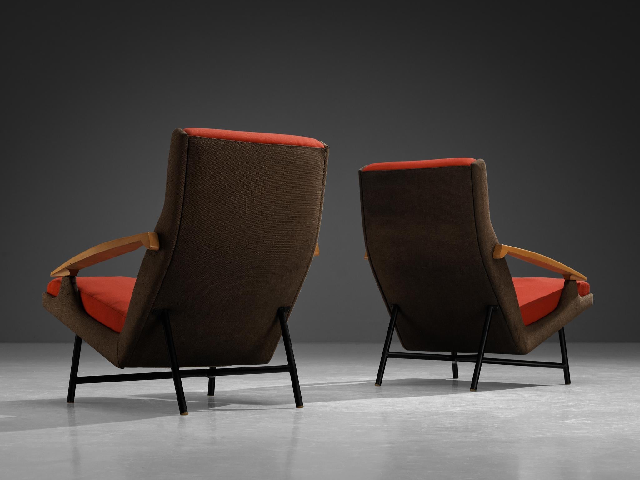 Claude Vassal Pair of Lounge Chairs in Duo-Tone Upholstery seating Morentz