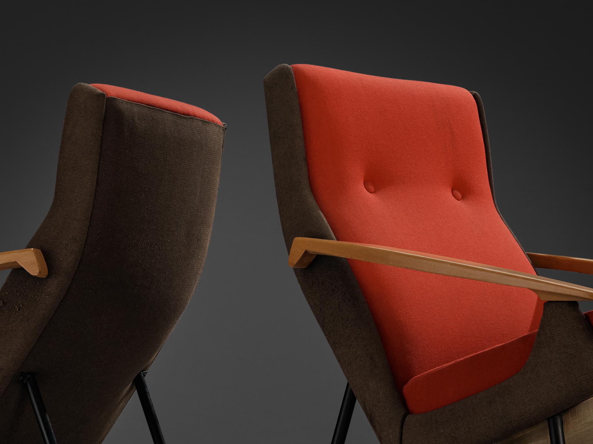 Claude Vassal Pair of Lounge Chairs in Duo-Tone Upholstery seating Morentz