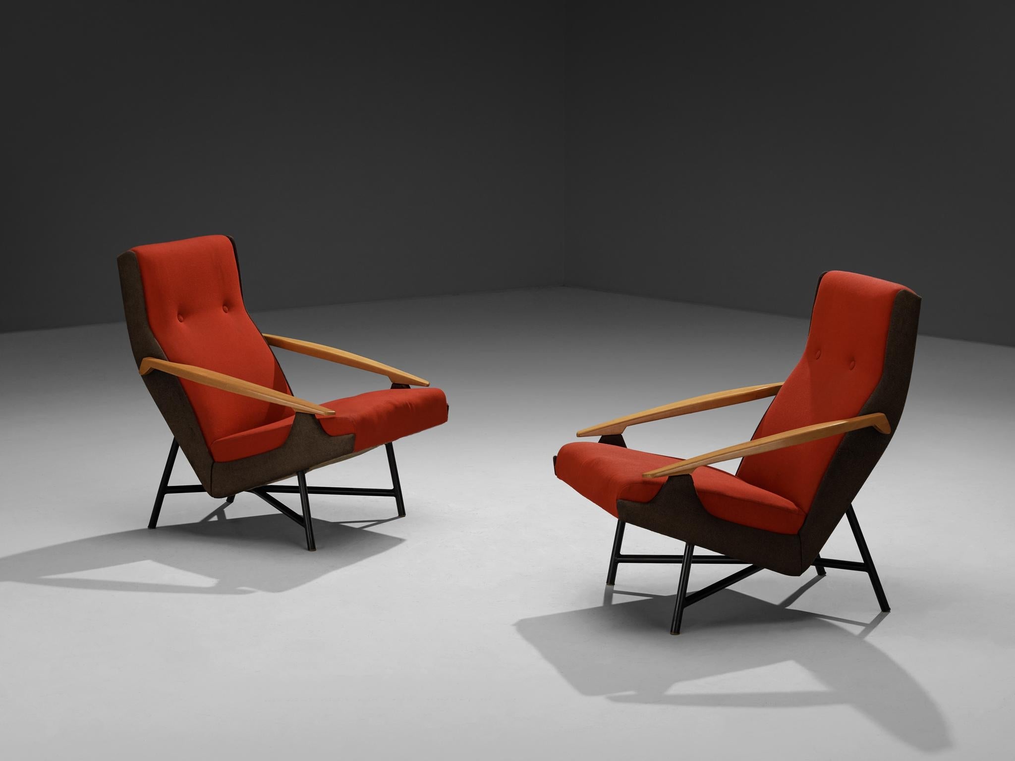 Claude Vassal Pair of Lounge Chairs in Duo-Tone Upholstery seating Morentz