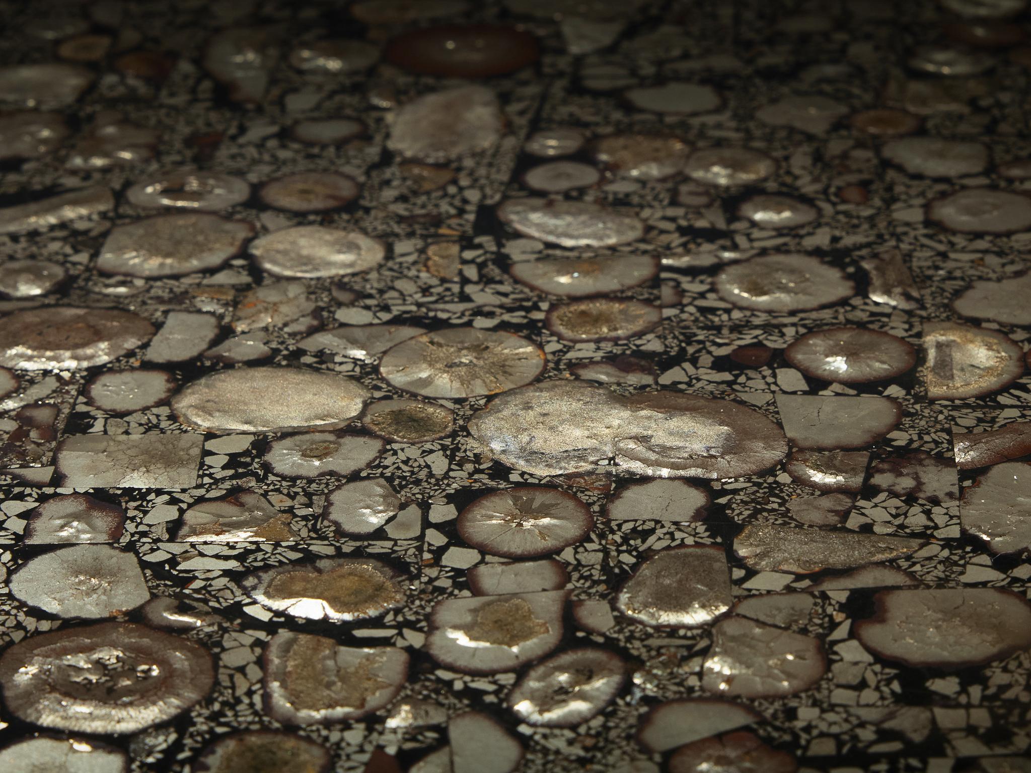 Jean Claude Dresse Coffee Table with Inlay of Marcasite and Stainless Steel tables Morentz