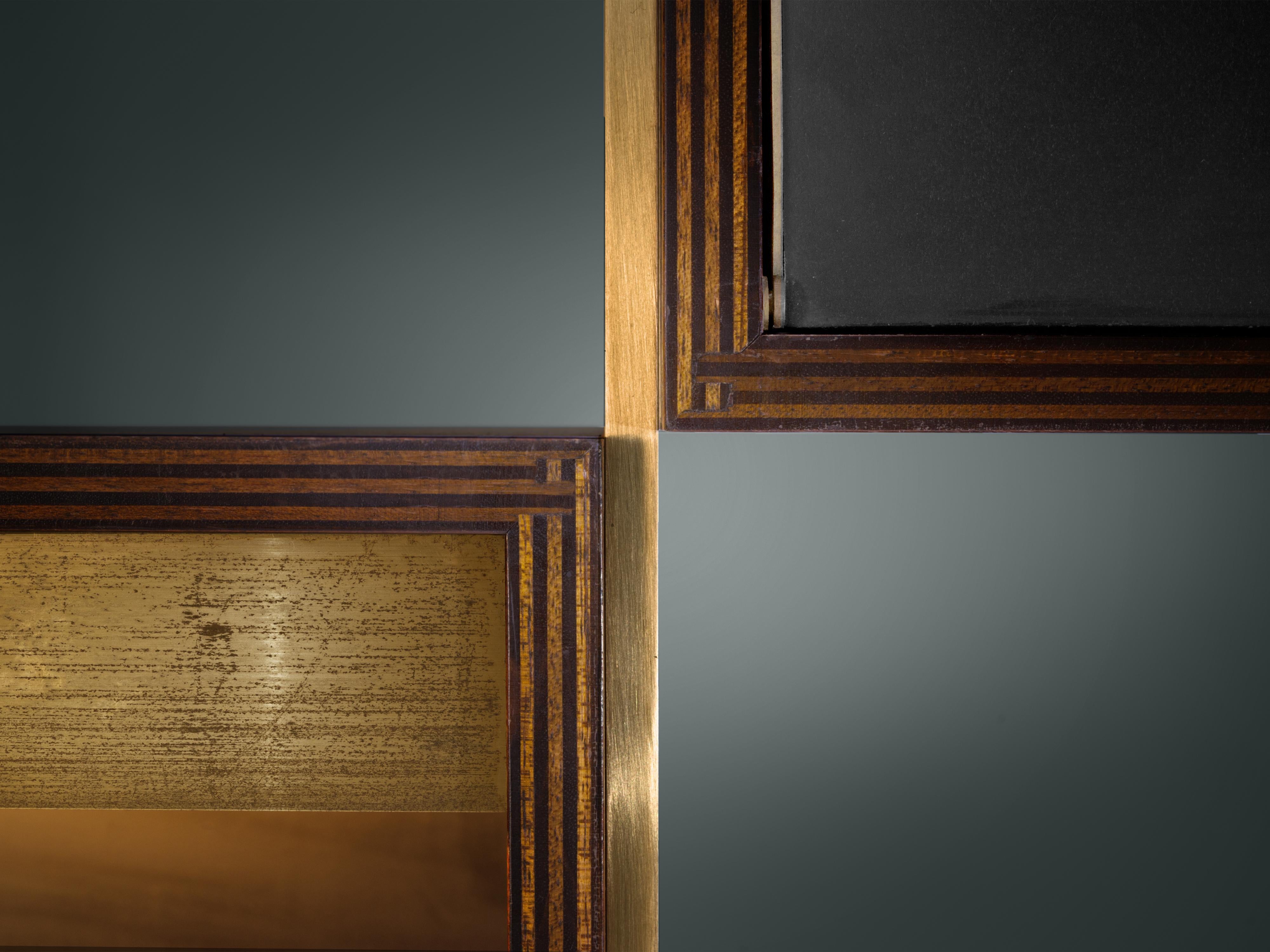 Jules Wabbes Illuminated Library in Wood and Brass case pieces and storage cabinets Morentz