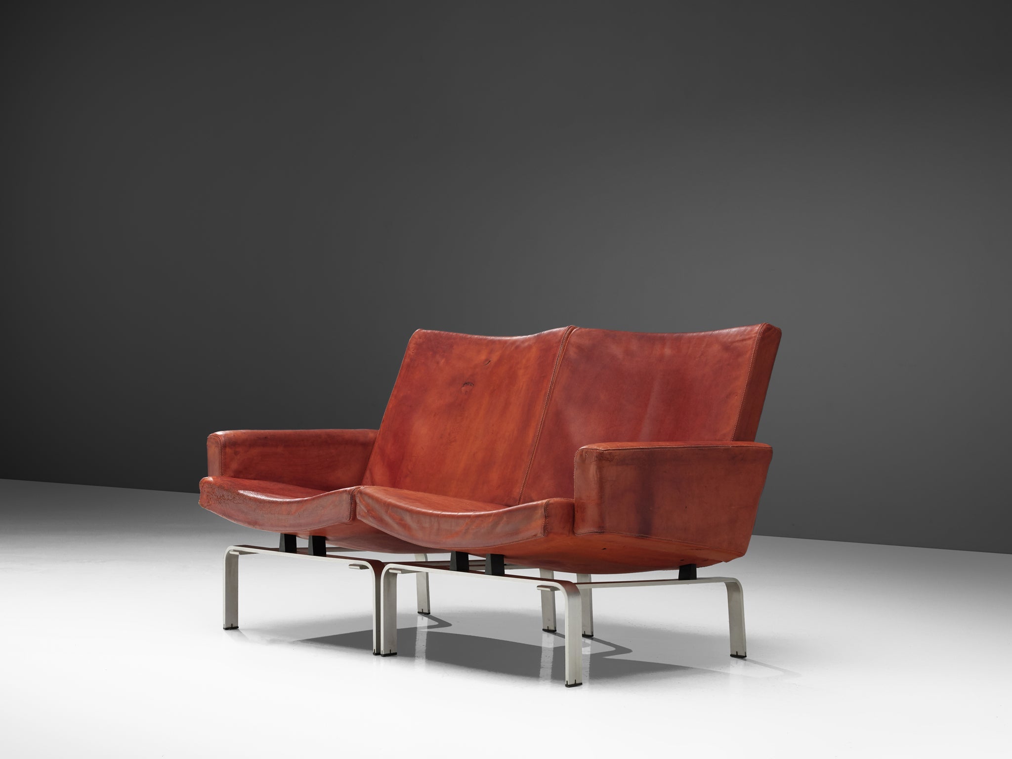 Jorgen Høj for Niels Vitsøe Sofa in Red Patinated Leather seating Morentz