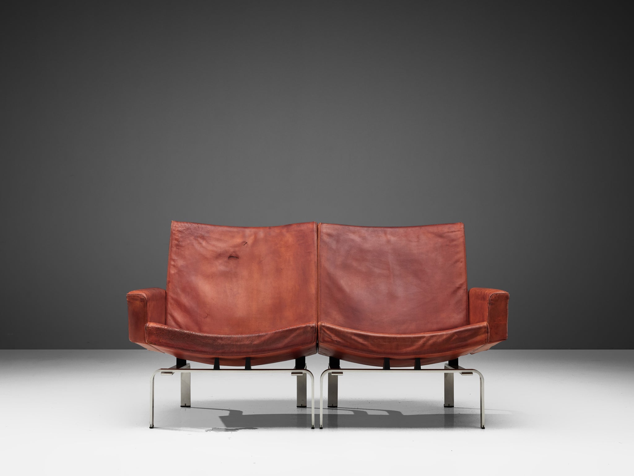 Jorgen Høj for Niels Vitsøe Sofa in Red Patinated Leather seating Morentz