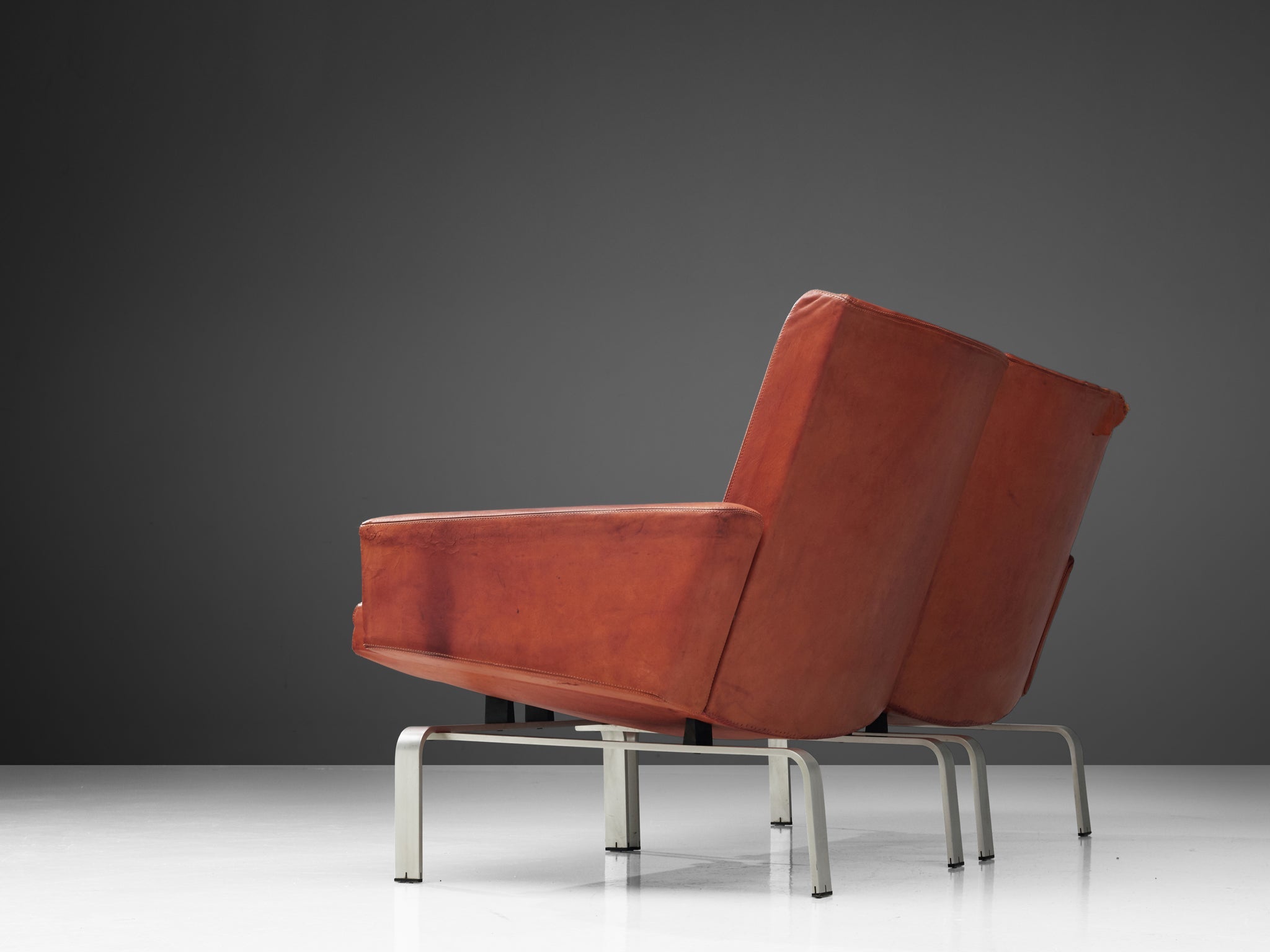 Jorgen Høj for Niels Vitsøe Sofa in Red Patinated Leather seating Morentz