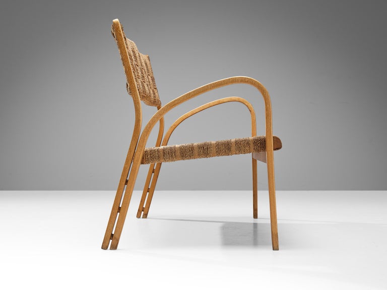Augusto Romano Bench in Braided Straw and Blond Wood