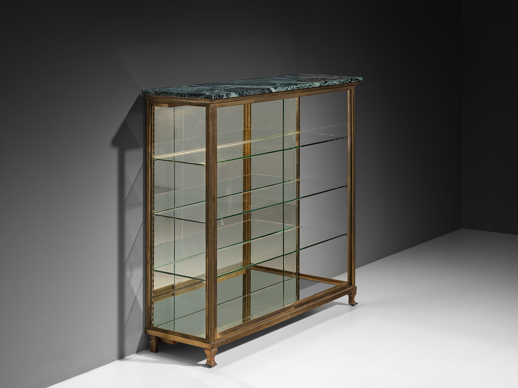 Mid-Century French Vitrine in Brass and Marble Case pieces and storage cabinets Morentz