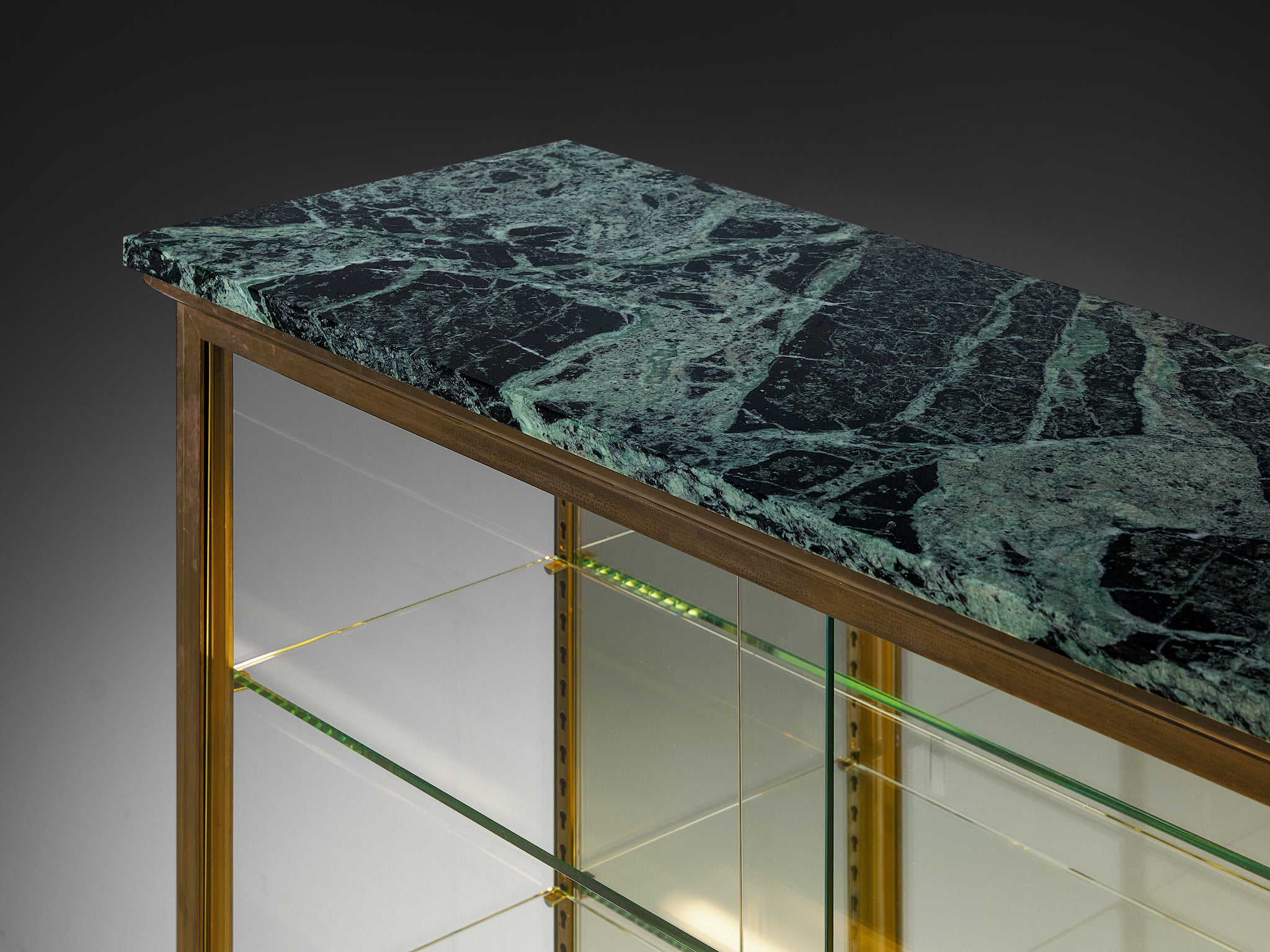 Mid-Century French Vitrine in Brass and Marble Case pieces and storage cabinets Morentz