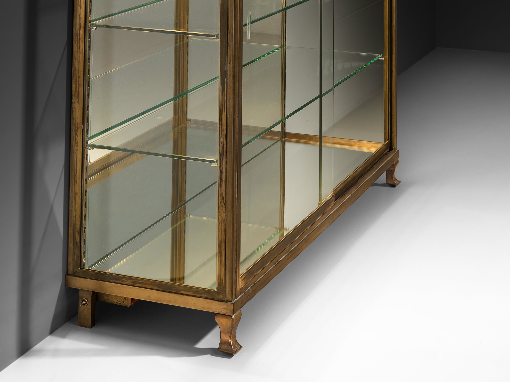 Mid-Century French Vitrine in Brass and Marble Case pieces and storage cabinets Morentz