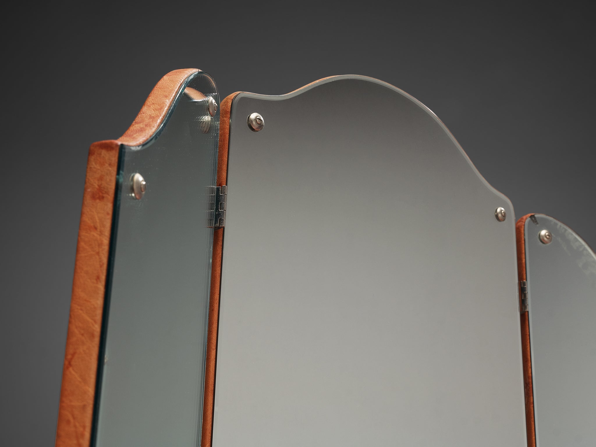 Danish Dressing Table in Navy Blue Leather and Red Lacquered Wood case pieces and storage cabinets Morentz